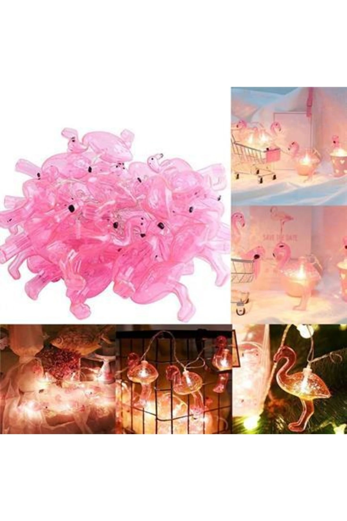 roichil® 10lu Pilli Led Flamingo Dekoratif Işık Zinciri Aydınlatma 1,5 Mt