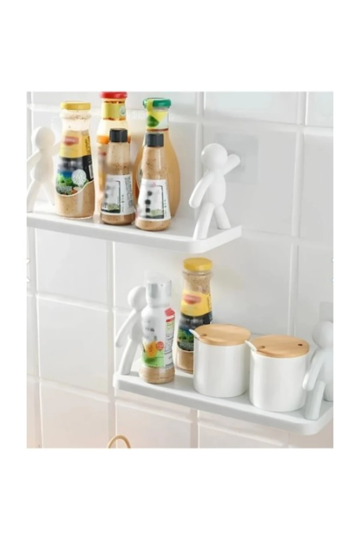 İnsan Figürlü Yapışkanlı Çok Amaçlı Duvar Rafı