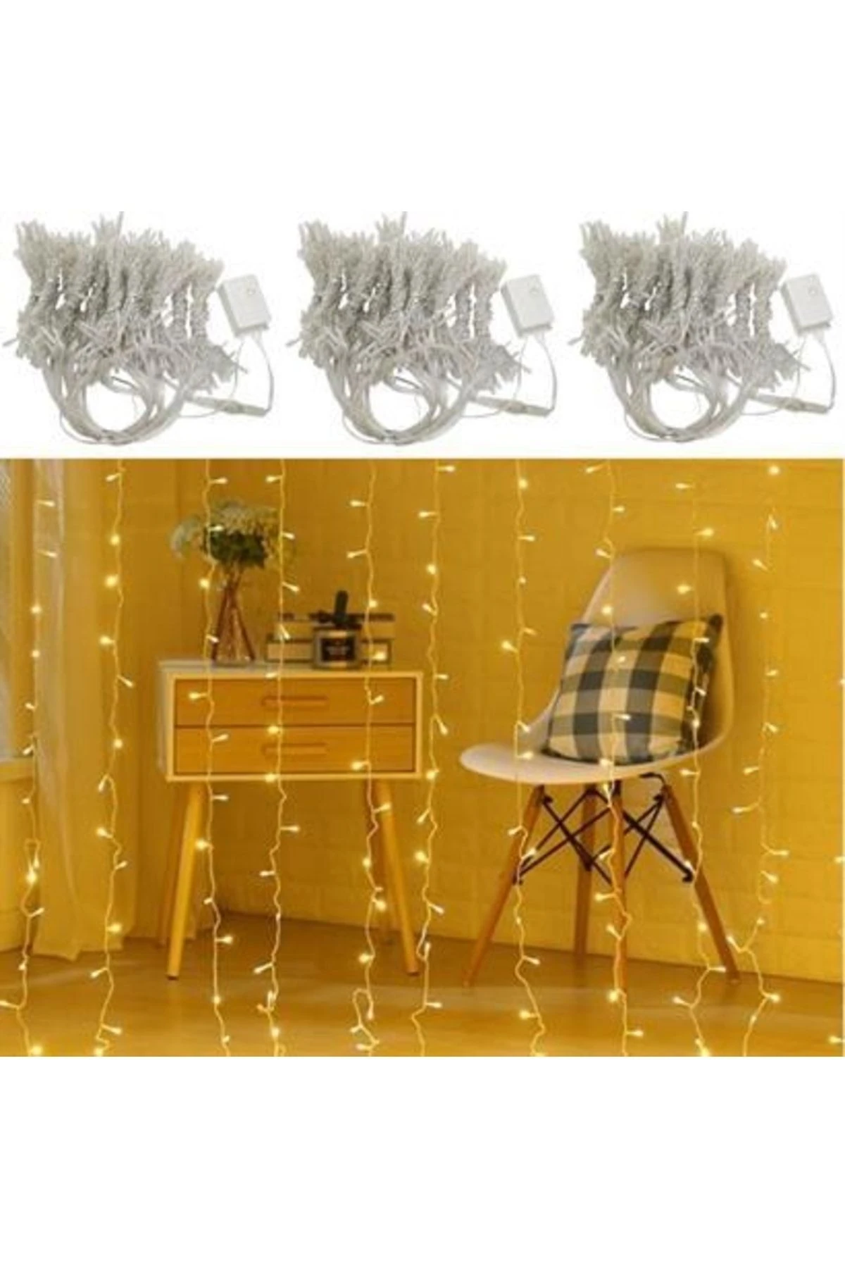 roichil® 8 Fonksiyonlu 200 Led 10 Saçak Şerit Led 2x2 Perde Ip Led (GÜN IŞIĞI)