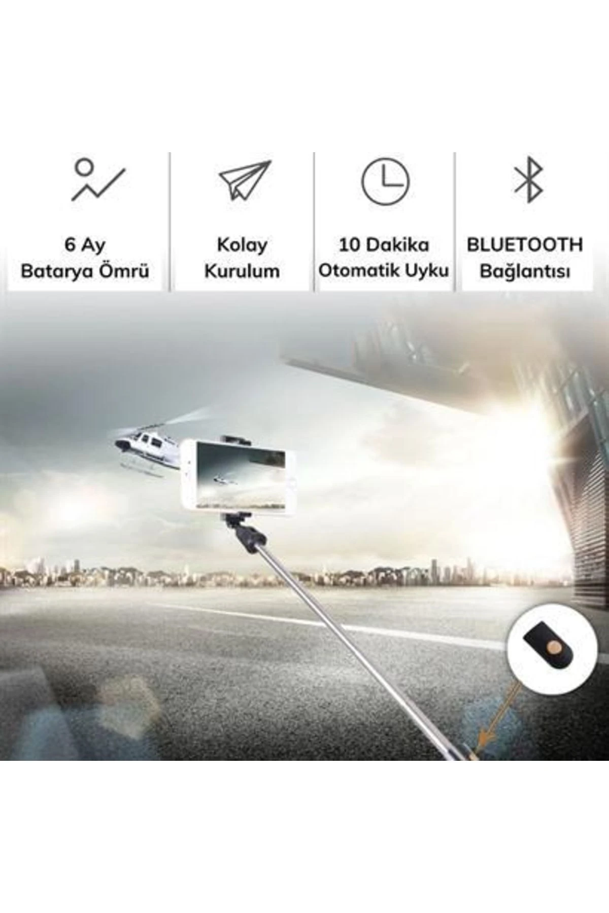 roichil® Sabitlenebilir Cep Telefon Tutucu Ayarlanabilir Taşınabilir 3 Ayaklı Tripod Selfie Çubuğu