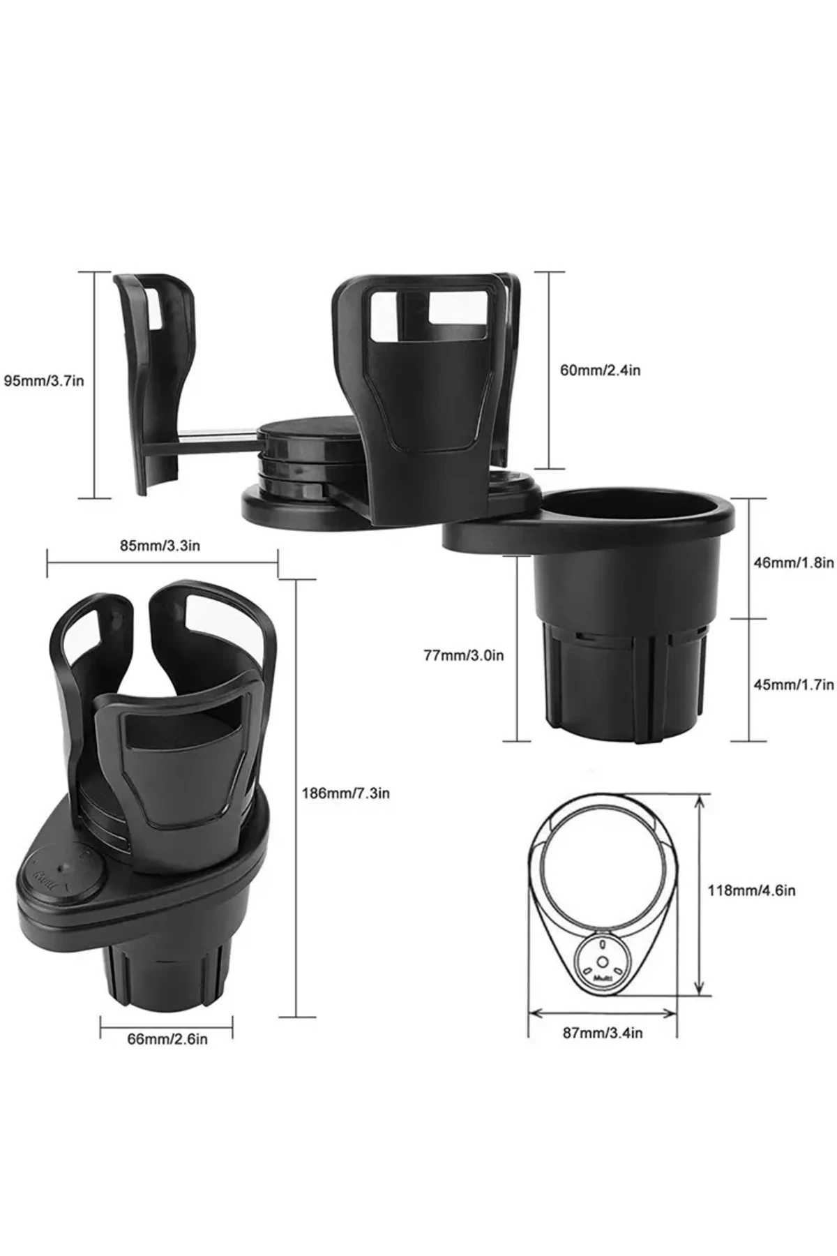 Araba Çift Bardak Tutucu – Ayarlanabilir ve 360° Dönebilen Çok Fonksiyonlu Bardak Standı