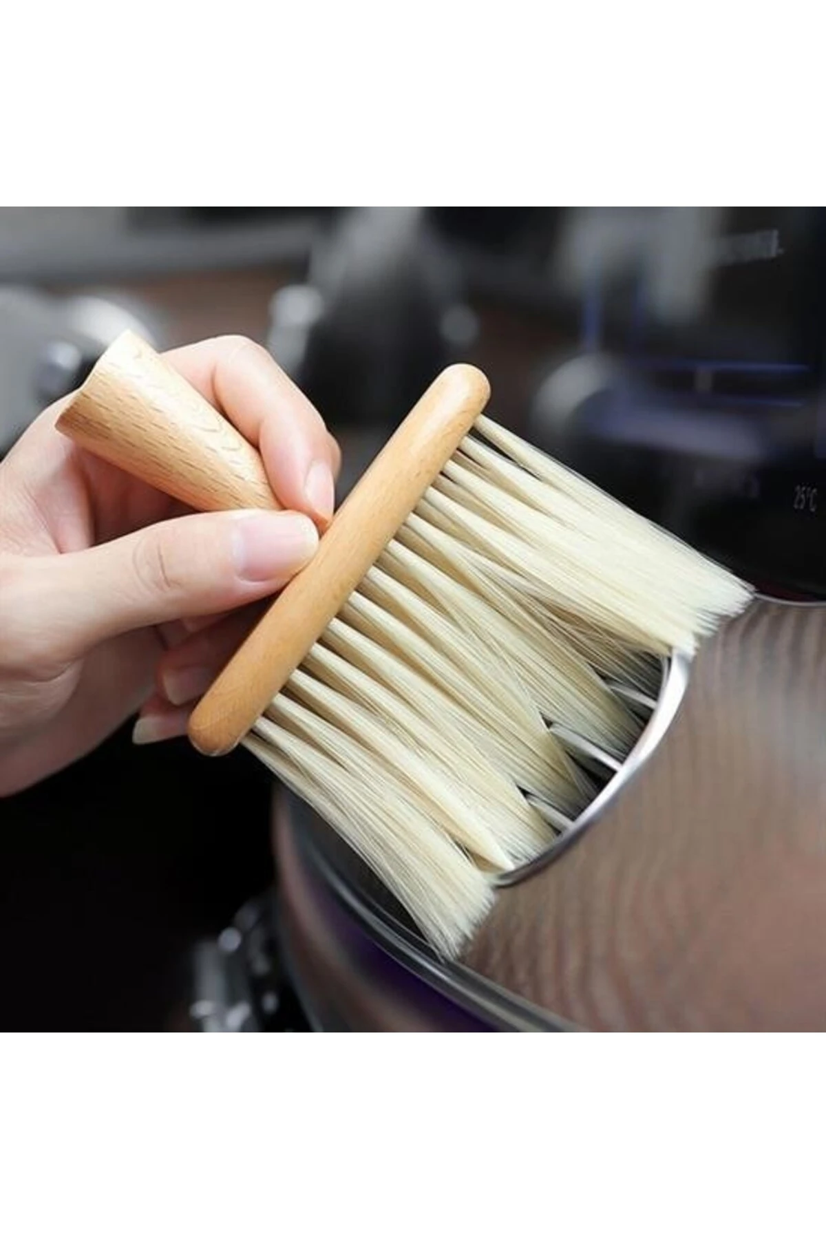 ® Araba İçin Ahşap Saplı Yumuşak Kıl Fırça Detaylı Toz Alma Temizleme Fırçası