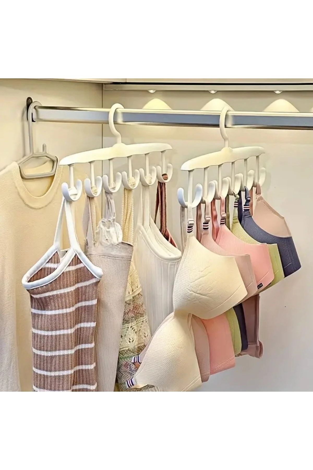 1 Adet Yer Tasarruflu 6 Kancalı Plastik Dolap İçi Düzenleyici Pratik Askı