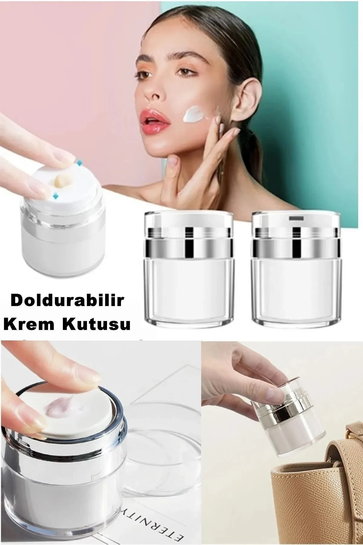 Vakumlu Krem Kutusu – Akrilik Kozmetik Kavanoz, Doldurulabilir ve Basınçlı Tasarım