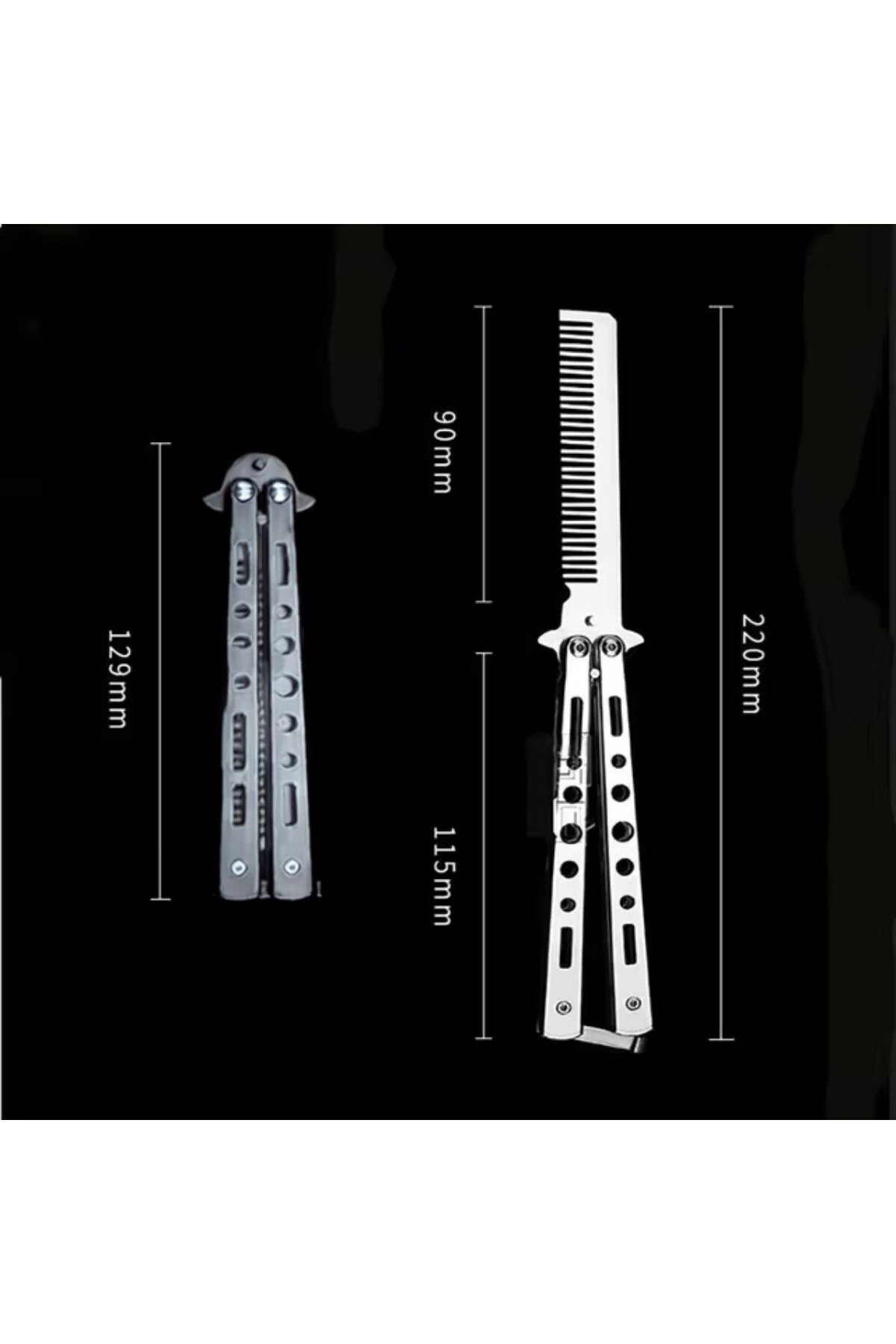Gri Katlanabilir Paslanmaz Çelik Tarak Sakal Bıyık Fırçası