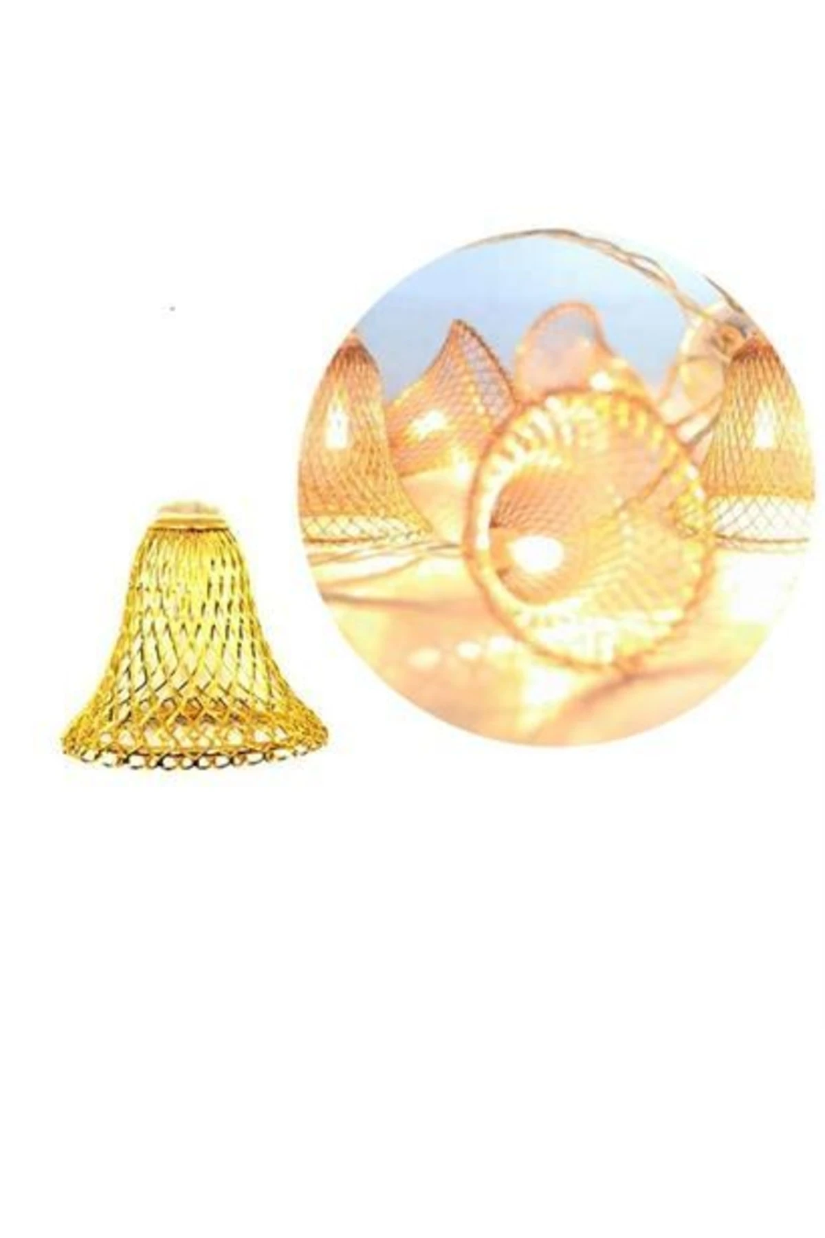 roichil® Parti Ve Özel Gün Dekorasyonu Çan Şeklinde Metal Şerit Led Işık