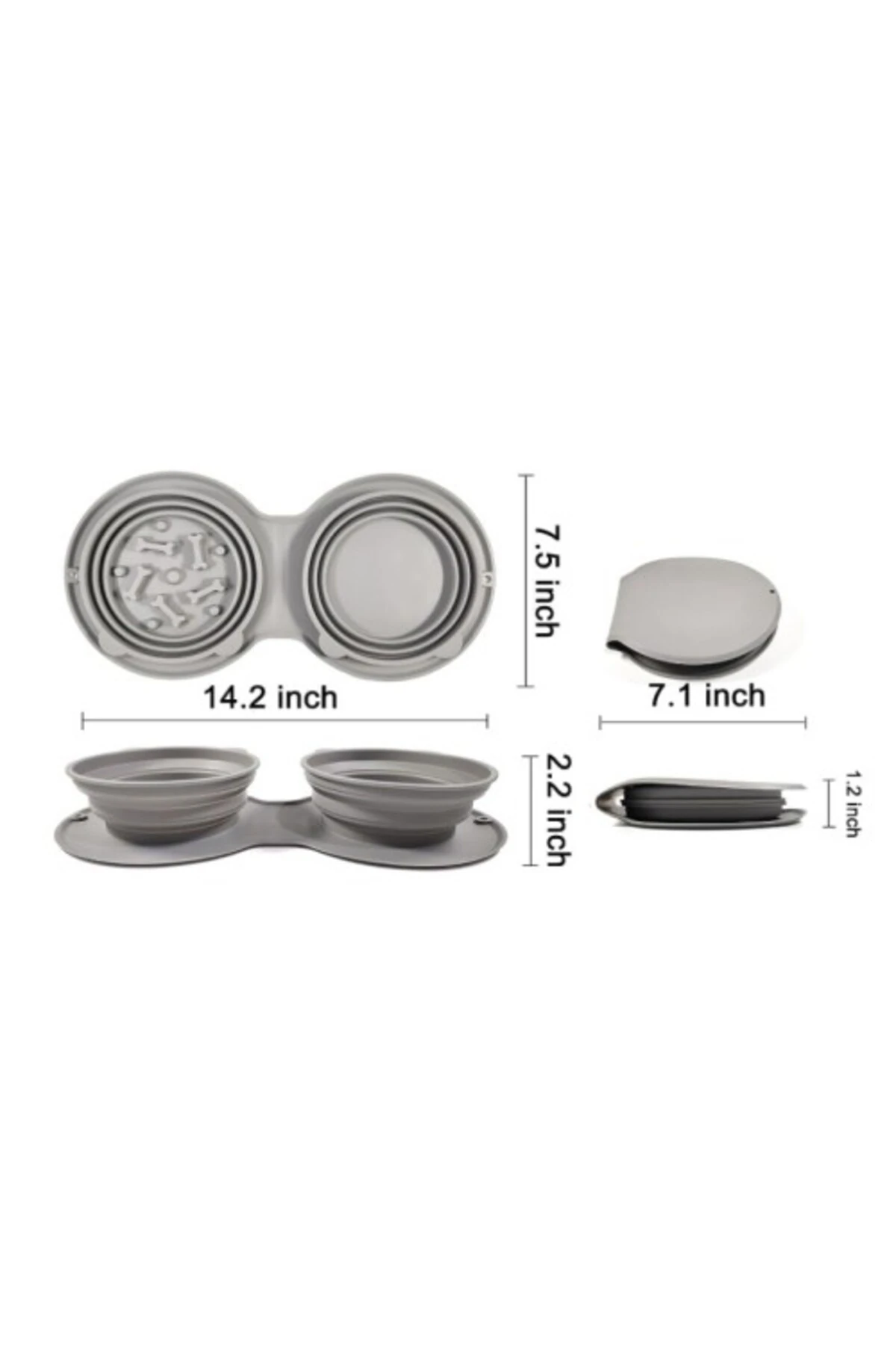 Mikopet Katlanabilir İkili Mama ve Su Kabı