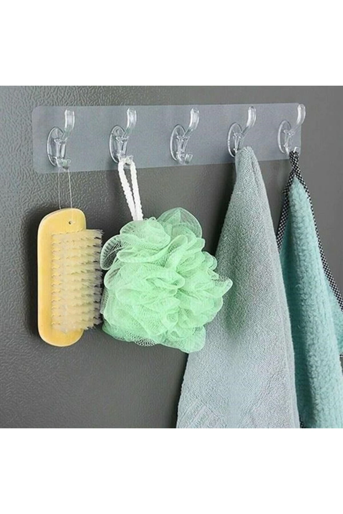 ® 5'li Güçlü Yapışkanlı Şeffaf Duvar Askısı Banyo Mutfak Düzenleyici Pratik Askılık