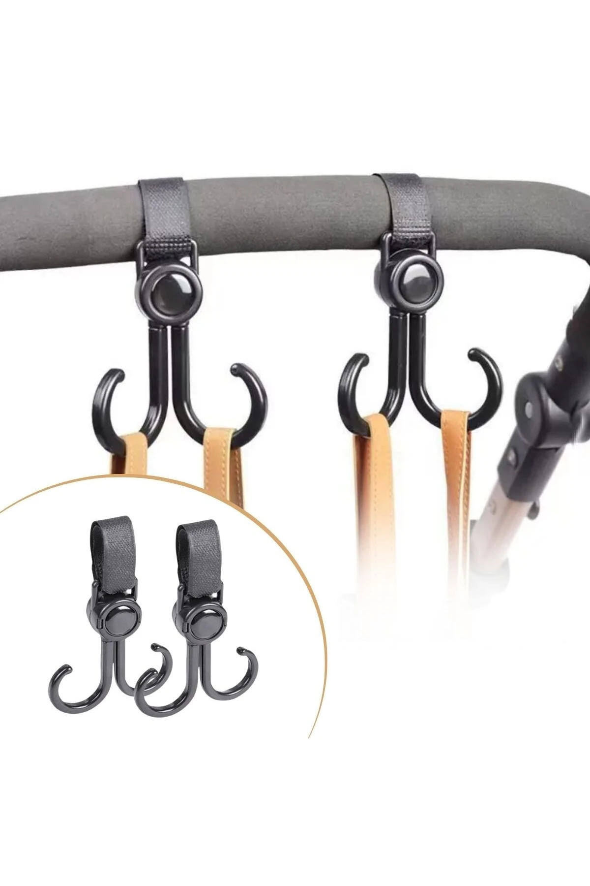 ® 2'li Bebek Arabası, Motor, Bisiklet Eşya Taşıma Aparatı Plastik Kanca