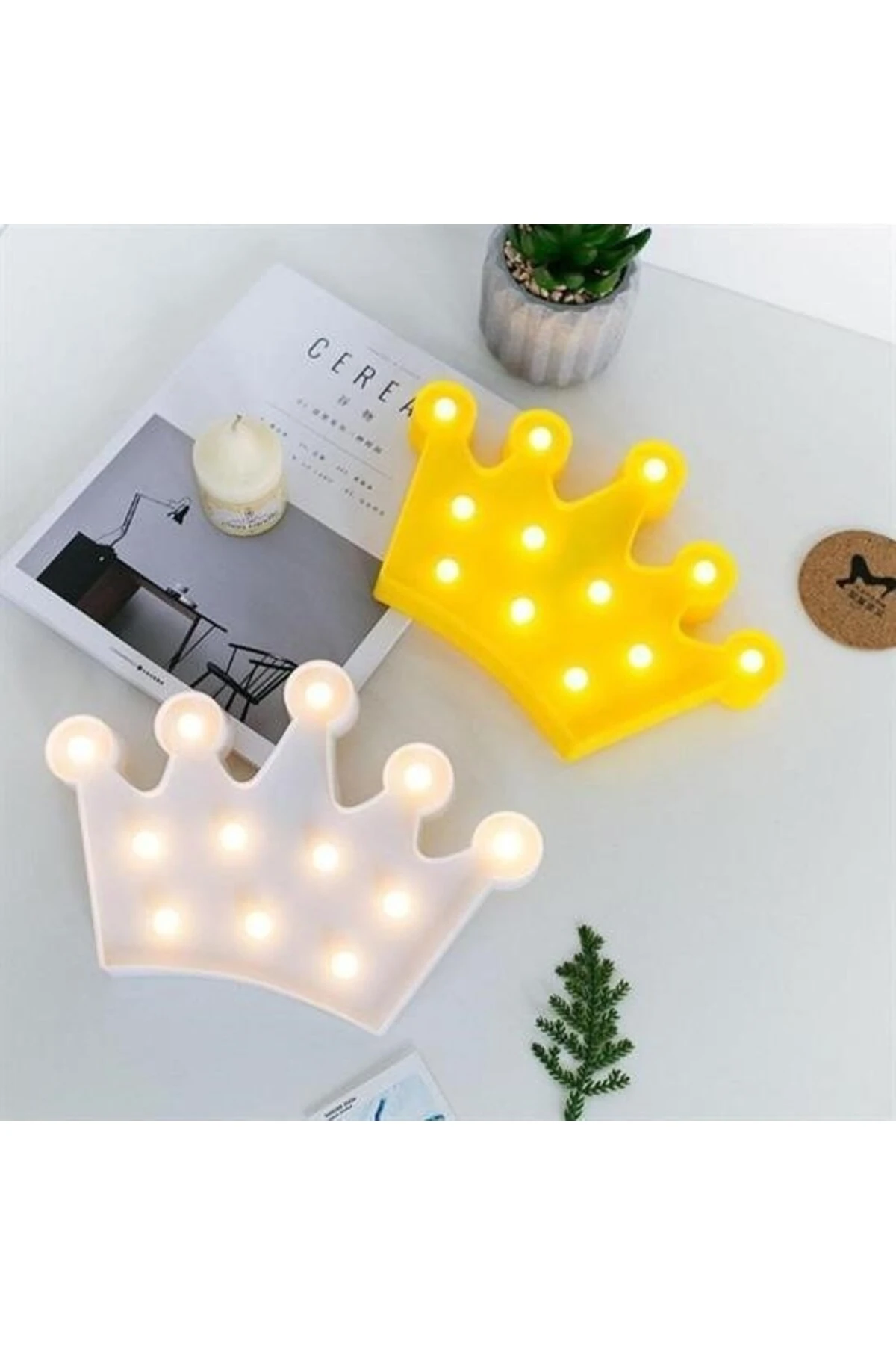 ® 3D Dekoratif Pilli Kraliçe Tacı Model Led Masa ve Gece Lambası