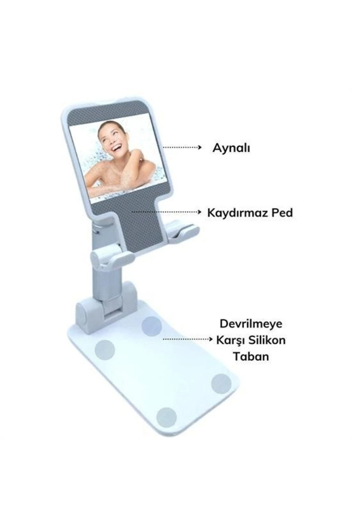 Siyah Aynalı Cep Telefonu Sabitleyici Stand Katlanabilir Ayarlanabilir Telefon Standı