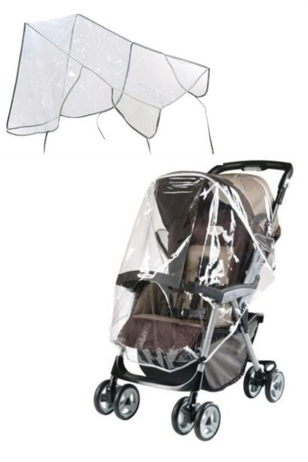 ® Bebek Arabası Puset Şeffaf Yağmurluk Rüzgar Engelleyici Muşamba