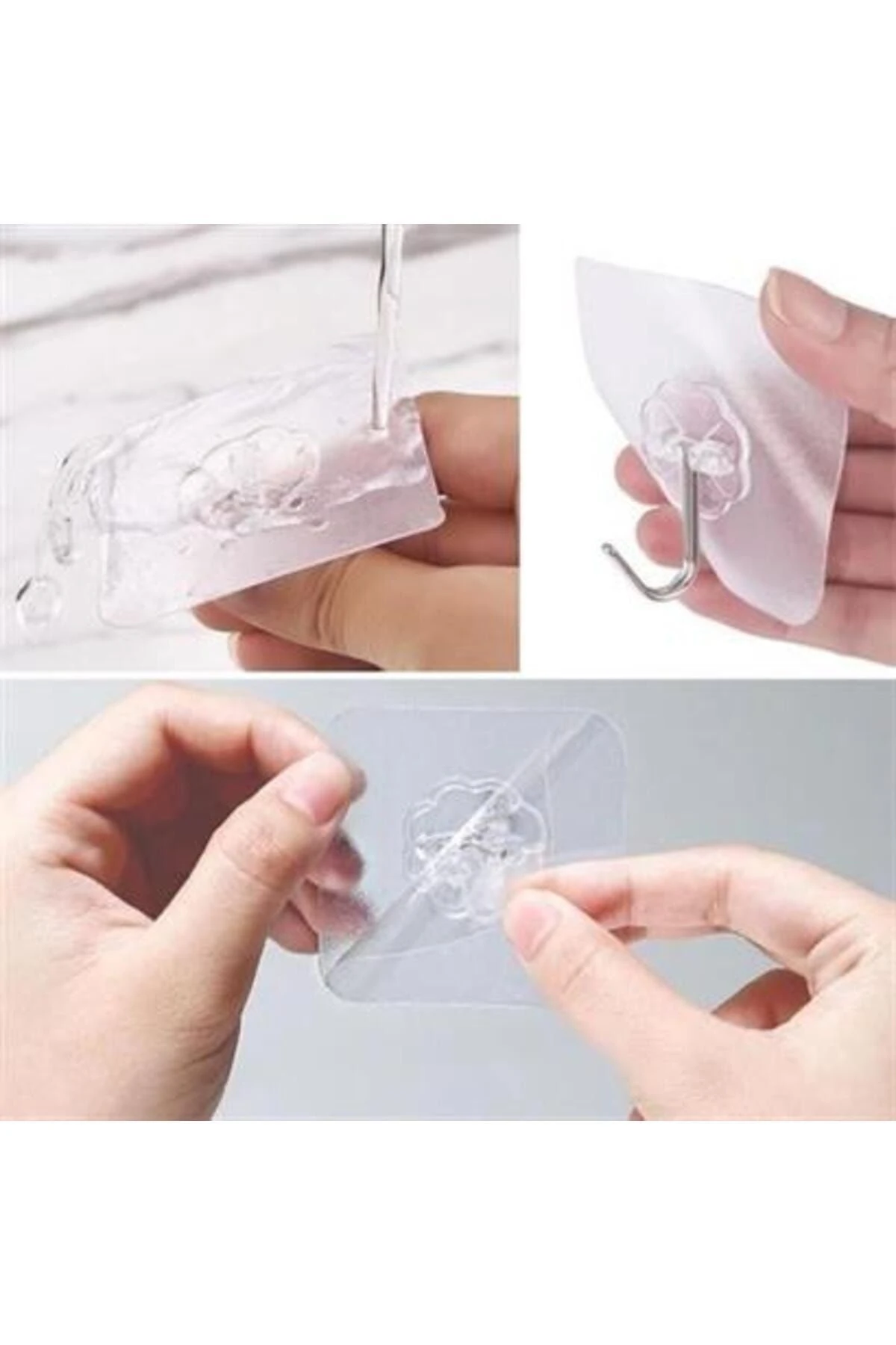 Süper Güçlü Yapışkanlı Suya Dayanıklı Şeffaf Askı 5li Set Yeniden Kullanılabilir Kancalar