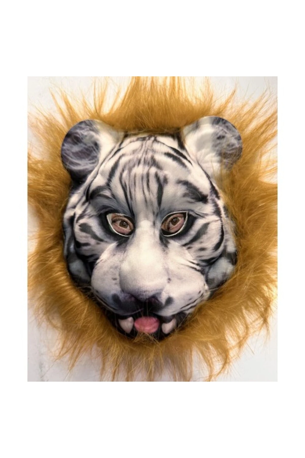 Kahverengi Saçlı Dişli Kaplan Maskesi Mega Peluş 25 No