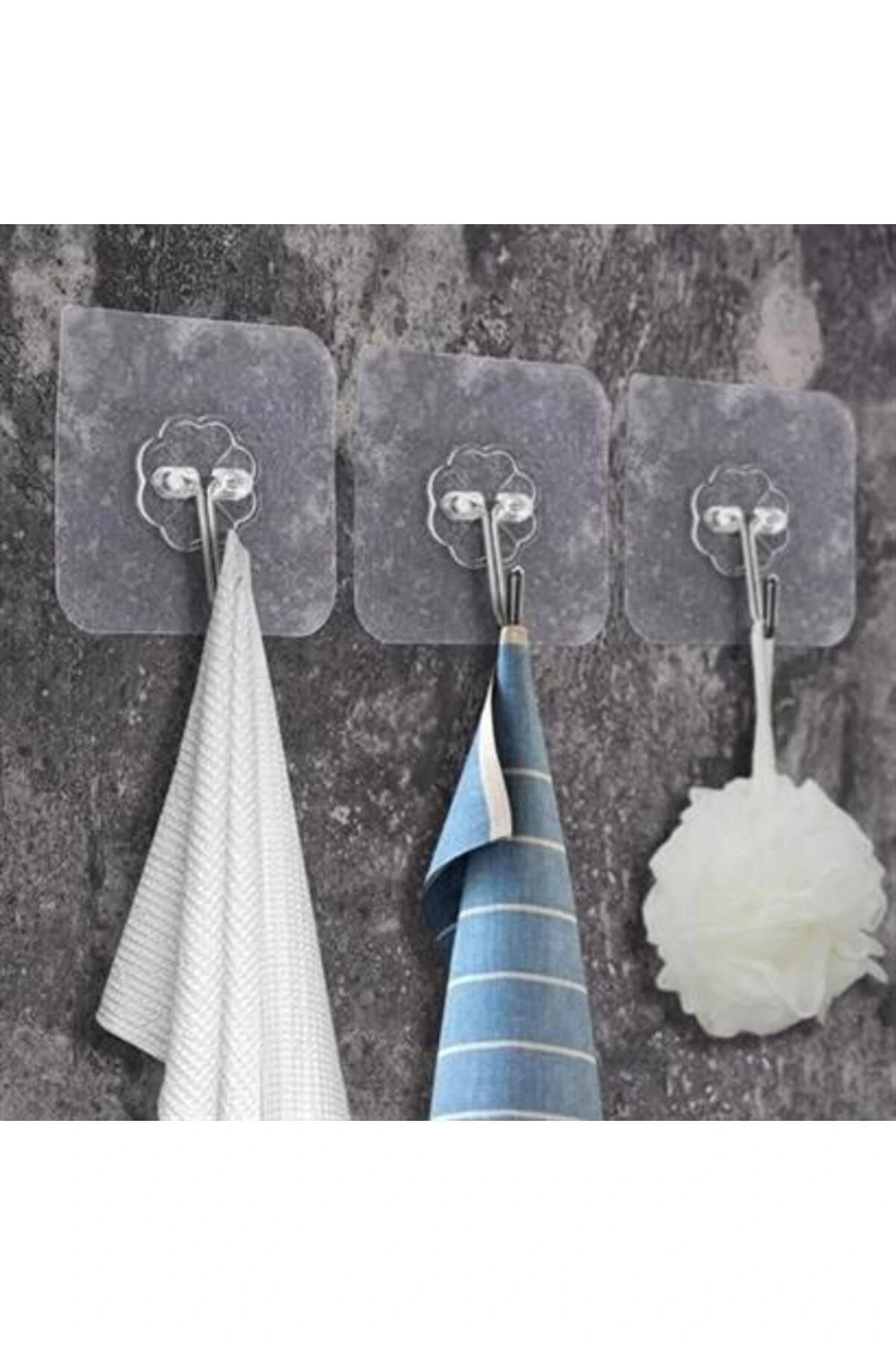 Süper Güçlü Yapışkanlı Suya Dayanıklı Şeffaf Askı 5li Set Yeniden Kullanılabilir Kancalar