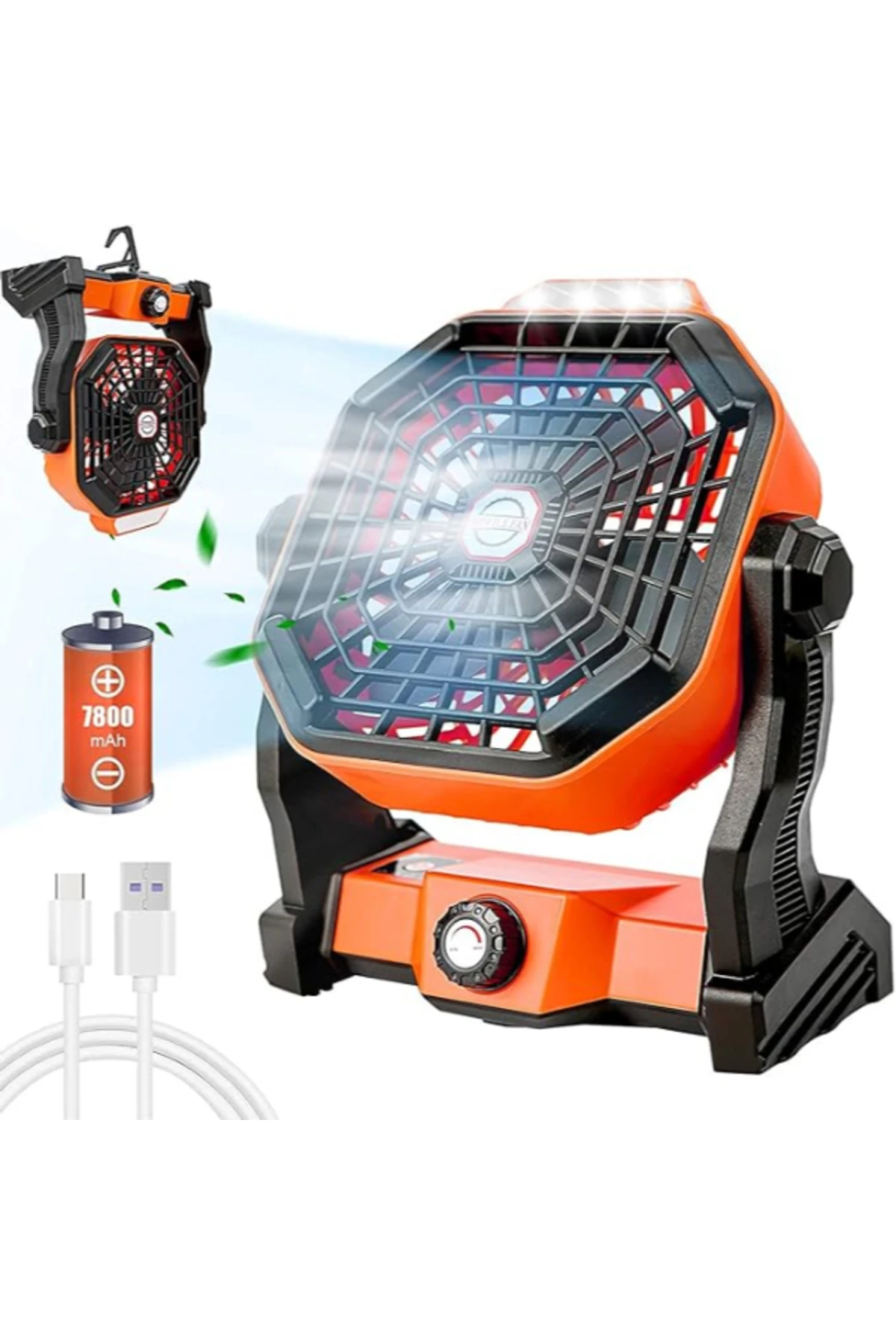 Mini Şarjlı Ledli Kare Fan