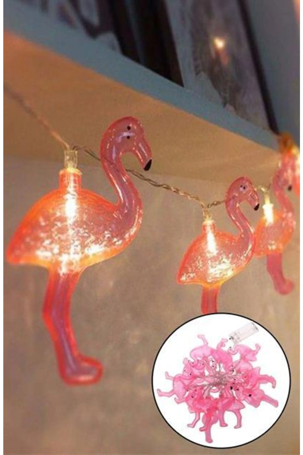 roichil® 10lu Pilli Led Flamingo Dekoratif Işık Zinciri Aydınlatma 1,5 Mt