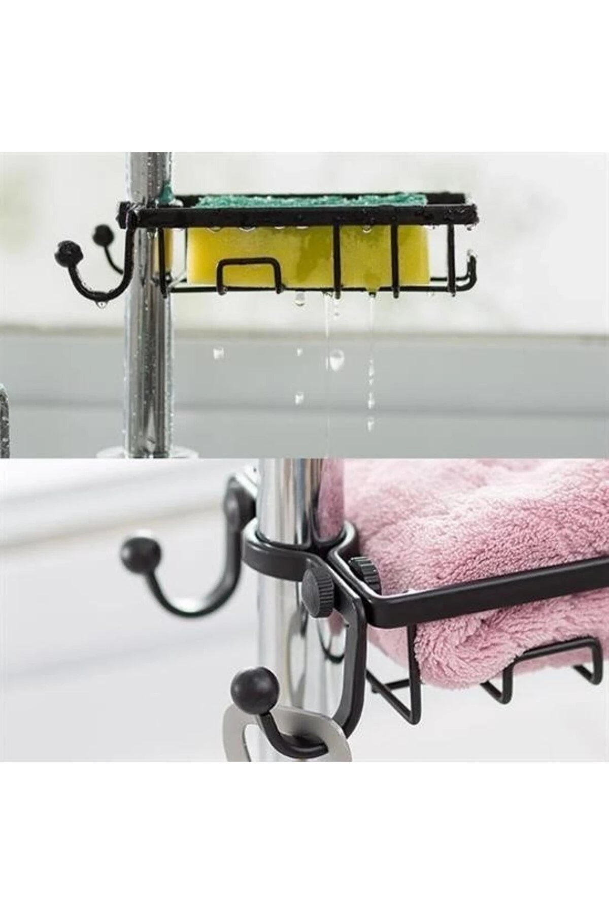 Paslanmaz Çelik Mutfak Banyo Musluğuna Sabitlenebilir Sabunluk