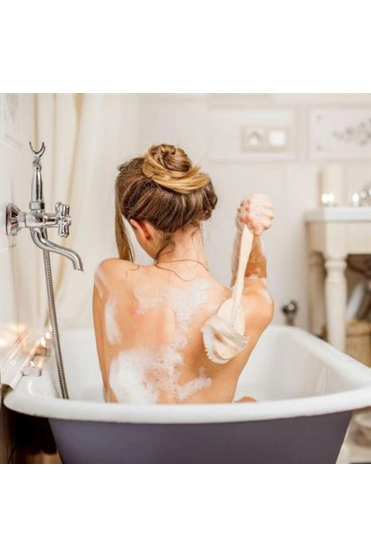 Doğal At Kılı Selülit Karşıtı Sapı Çıkabilen Ahşap Banyo Fırçası