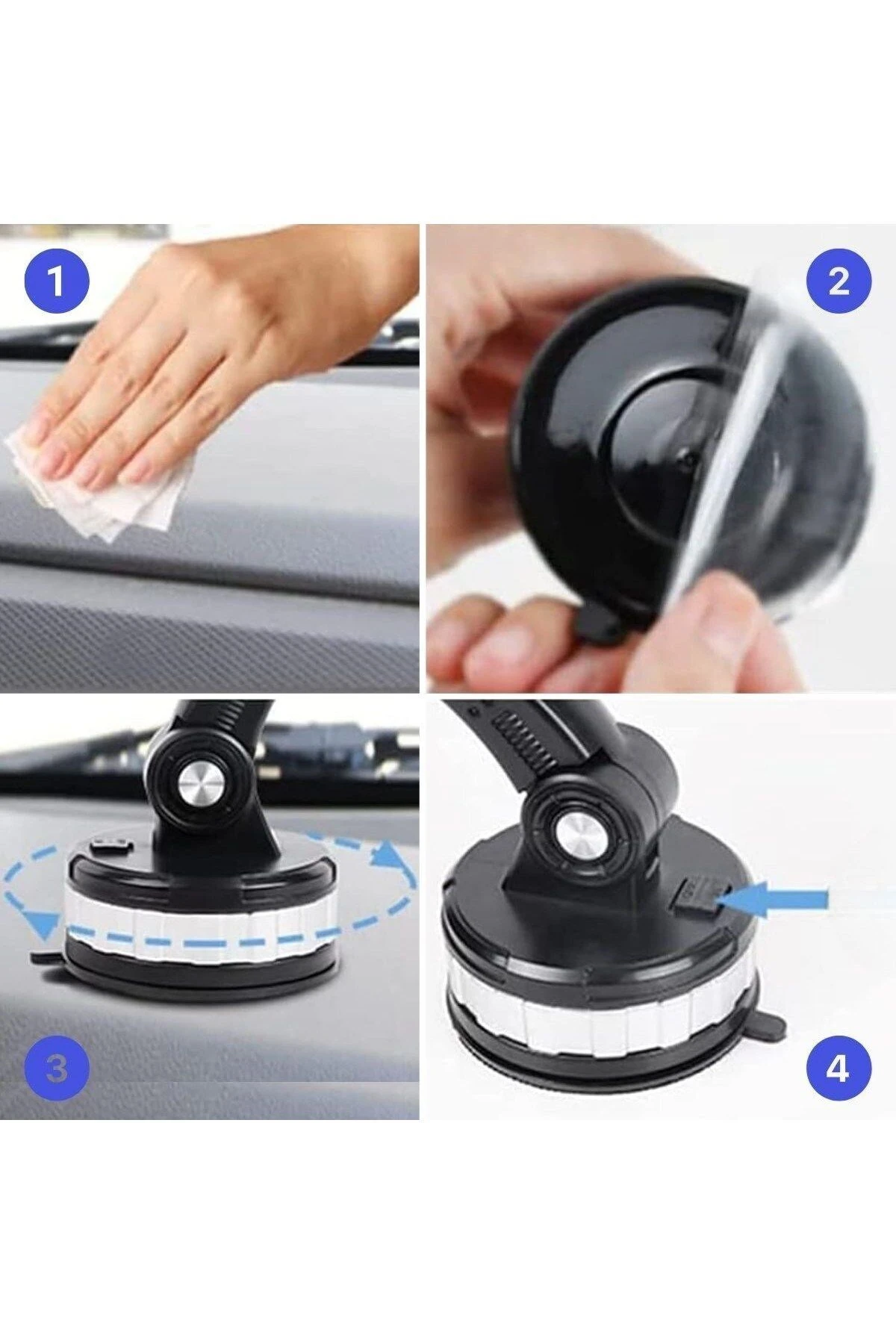 Jel Vantuzlu Cama Takılabilen Güçlü 360 Derece Dönebilen Ayarlanabilir Araç Içi Vantuzlu