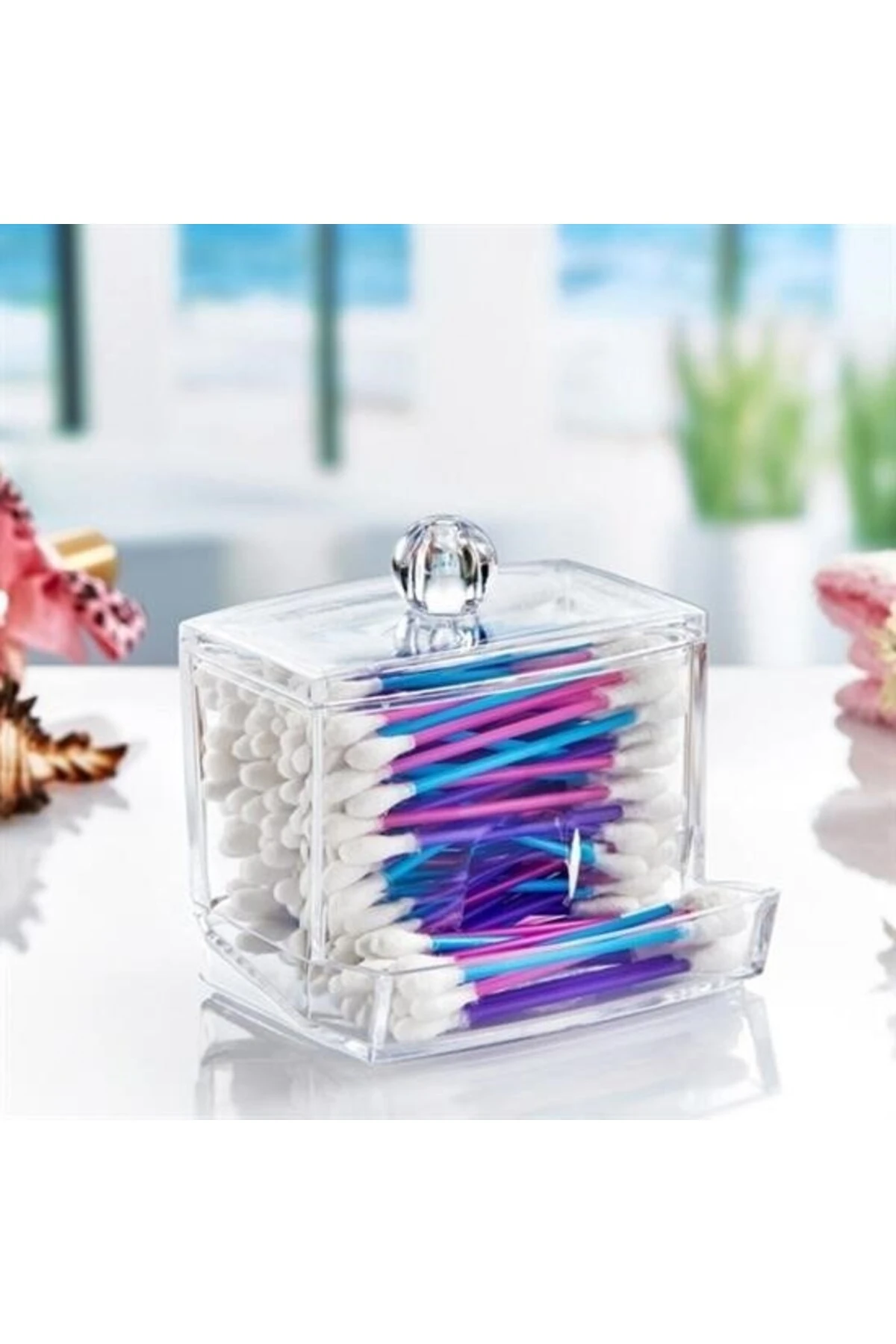 ® Şeffaf Kapaklı Kulak Temizleme Çubuğu Organizatörü Saklama Kutusu