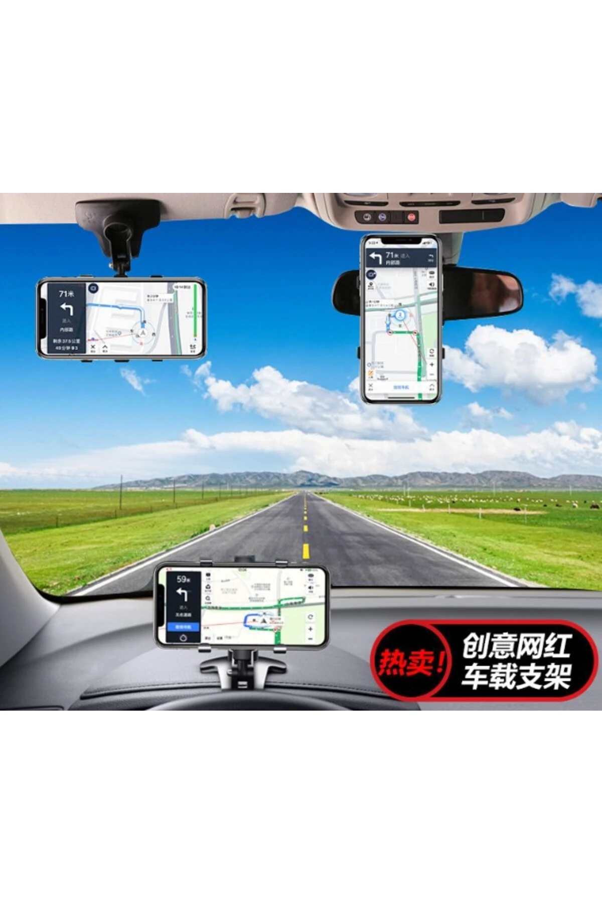 Araba Gösterge Üstüne Takılan 360 Oynar Başlıklı Telefon Tutucu