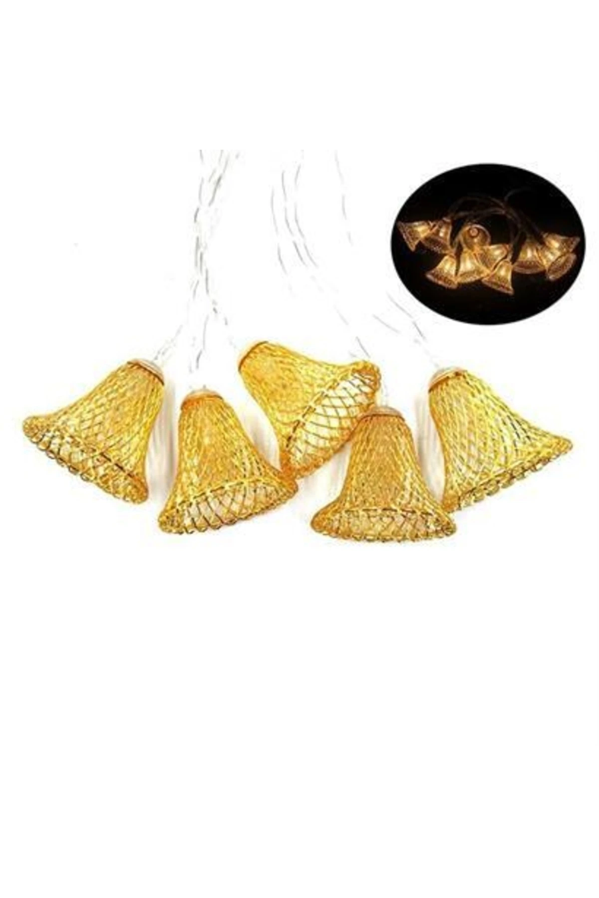 roichil® Parti Ve Özel Gün Dekorasyonu Çan Şeklinde Metal Şerit Led Işık