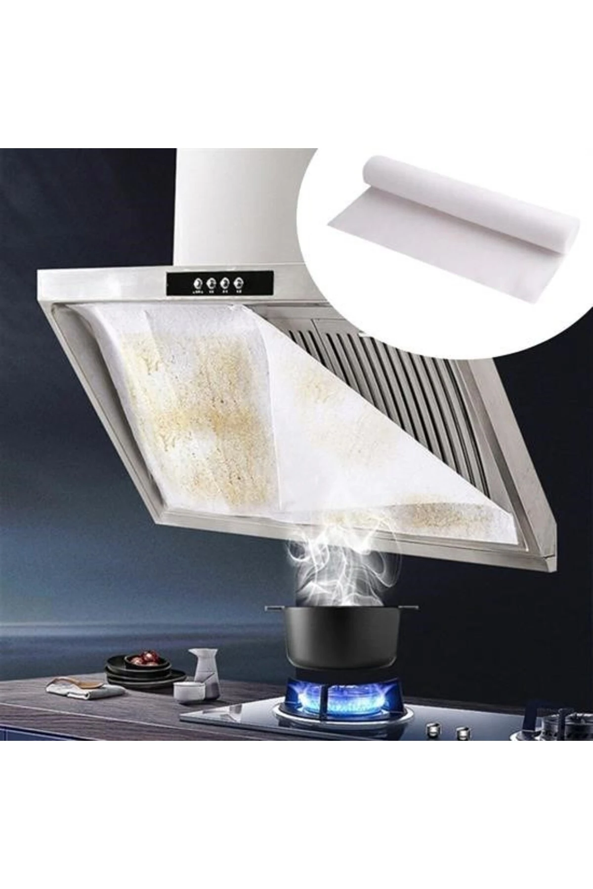 ® 2li Yağ Emici Duman Önleyici Pratik Mutfak Davlumbaz Koruyucu Dayanıklı Yedek Filtre 45x90cm