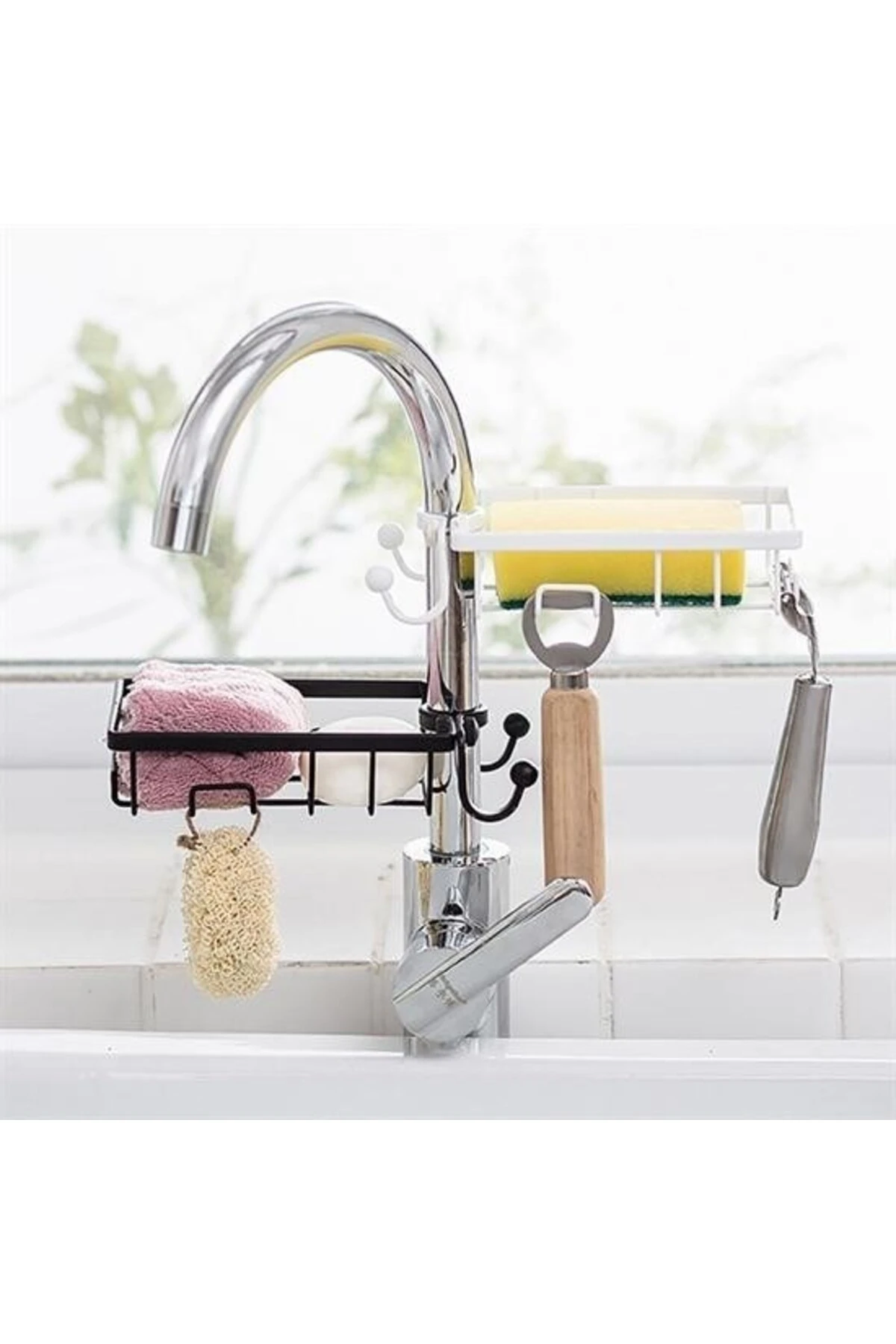 Paslanmaz Çelik Mutfak Banyo Musluğuna Sabitlenebilir Sabunluk