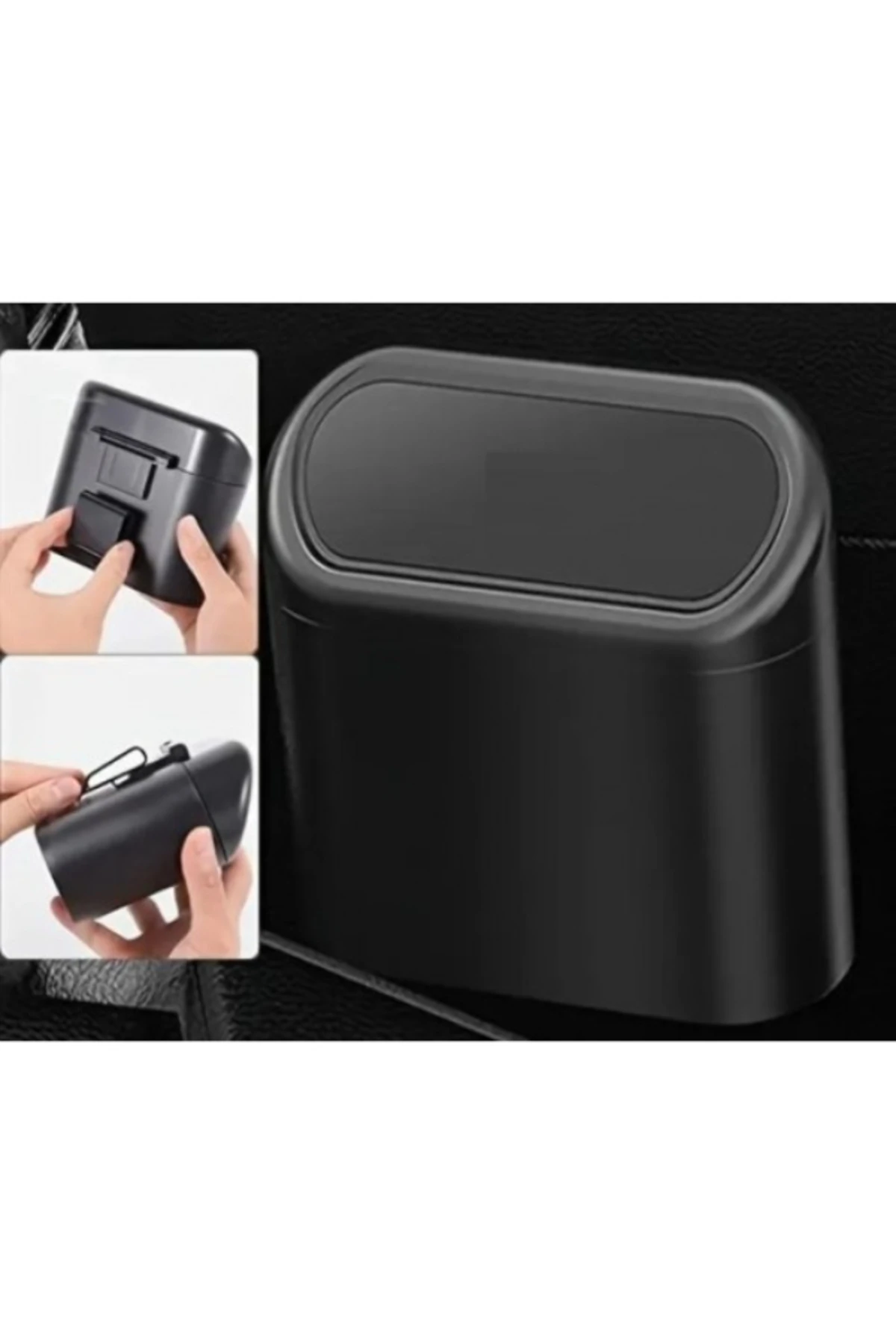 Araba Çöp Kutusu Kapaklı Organize Siyah Renk
