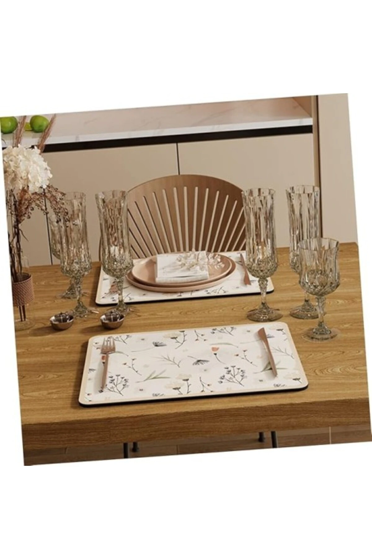 Çiçekli Kaymaz Servis Matı