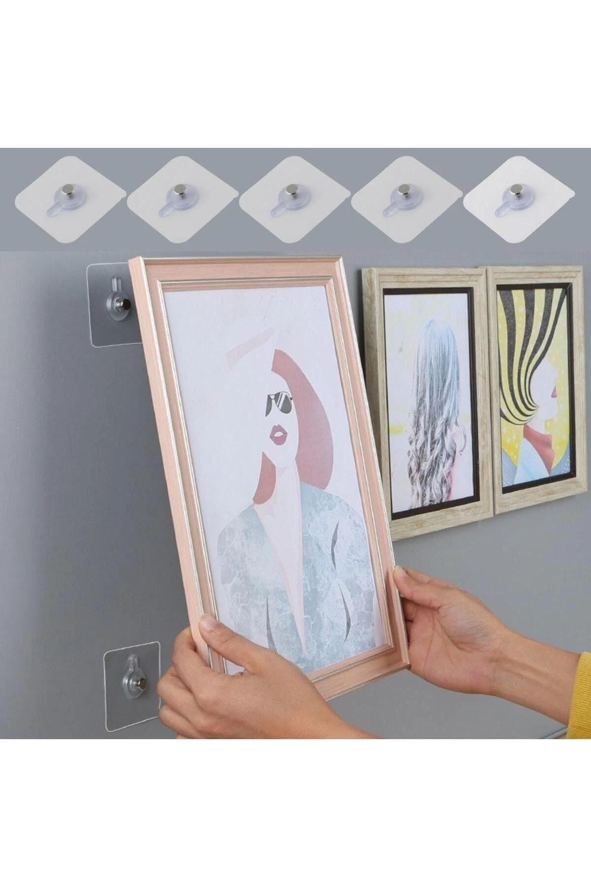 Süper Güçlü Çerçeve Askısı Pin Delgisiz Vidalı Tırnak Kanca Yapışkanlı Raf Tutucu Askı
