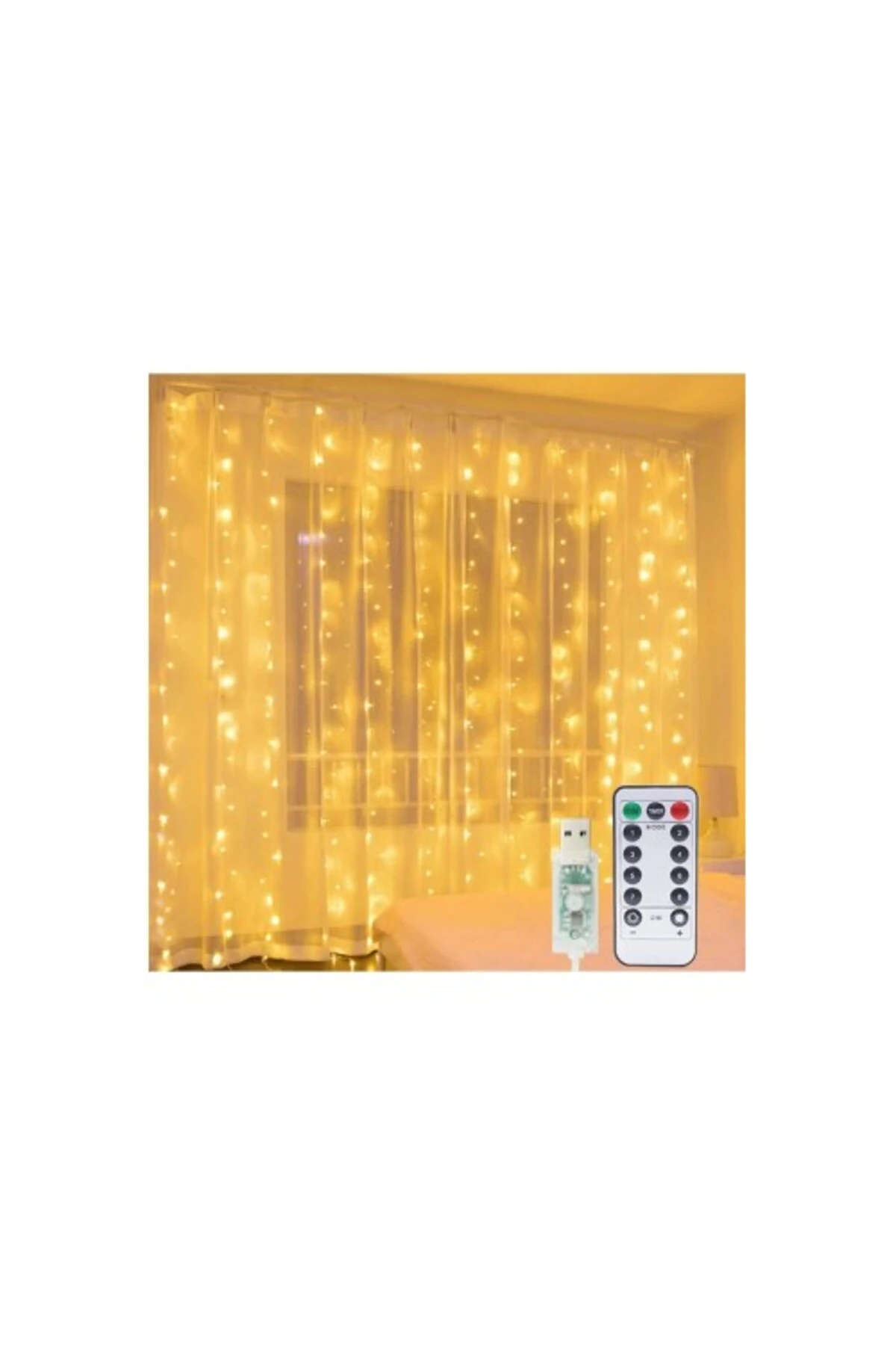 8 Fonksiyonlu Peri Perde Led Uzaktan Kumandalı Günışığı Perde Peri Led (3 mt x 3 mt)