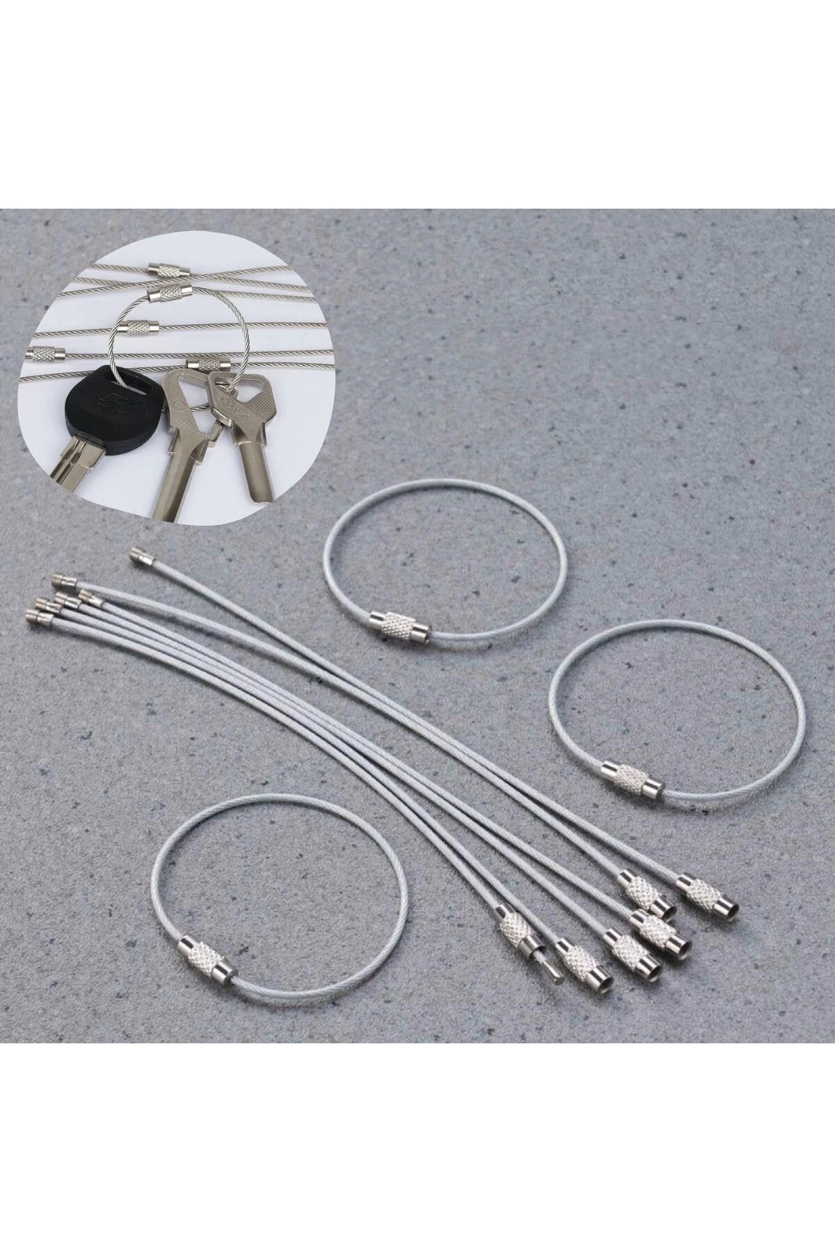 10'lu Paslanmaz Çelik Tel Anahtarlık