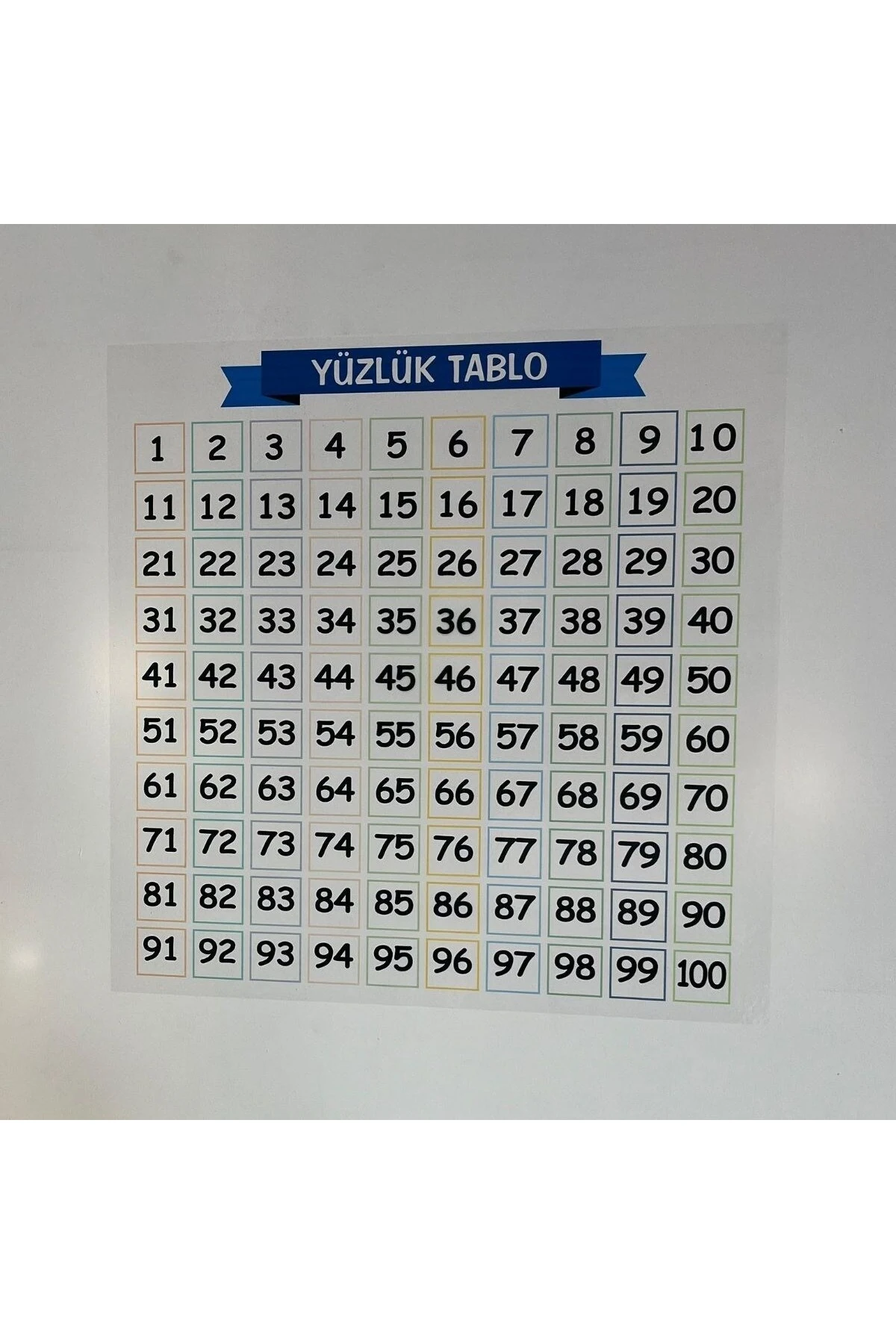 ® Matematik Öğreten Yüzlük Tablo Duvarda İz Bırakmaz Akıllı Kağıt Yapışkansız Statik  60x60 cm