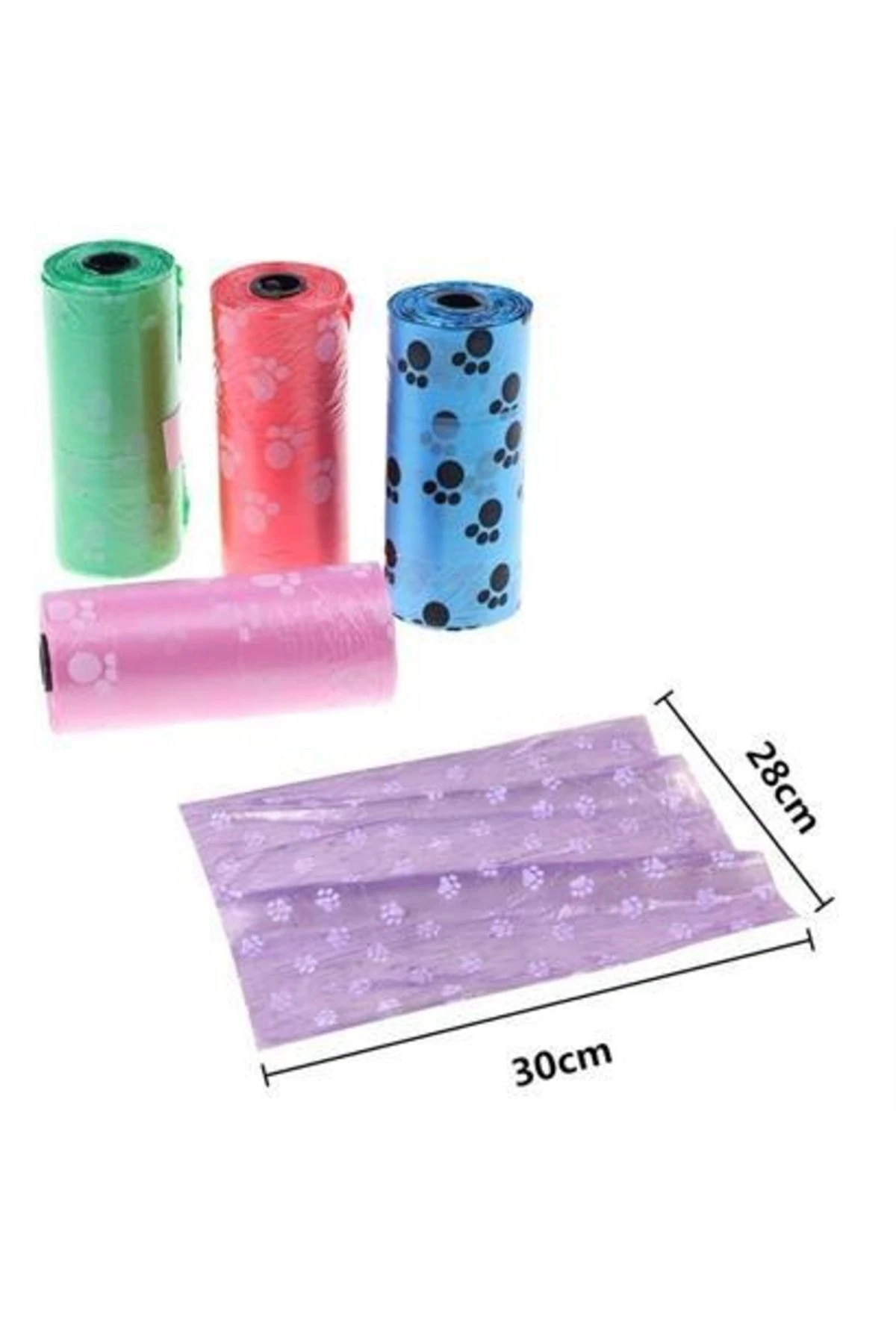 roichil® 4lü Evcil Hayvanlar Için Pati Desenli Kedi Köpek Kaka Poşeti Torbası