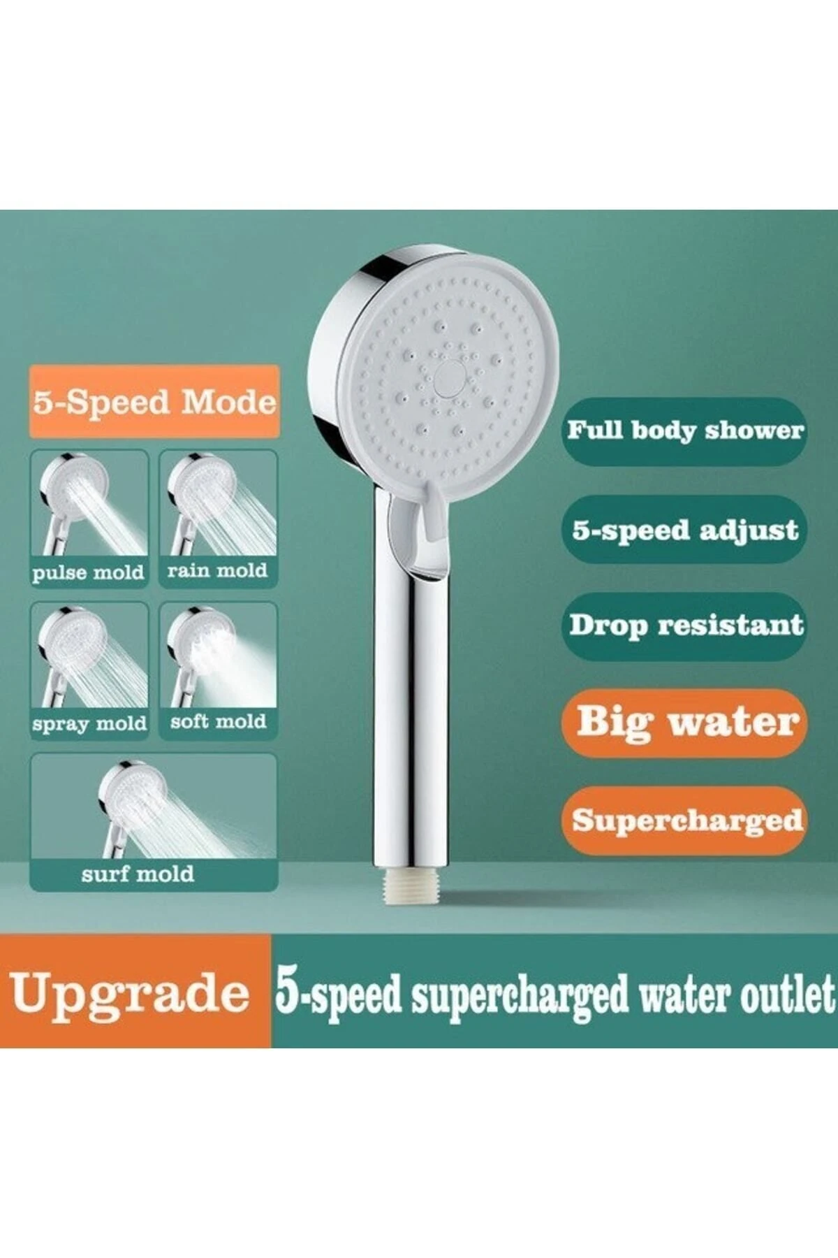 5 Fonksiyonlu Yüksek Basınçlı Ayarlanabilir Duş Başlığı