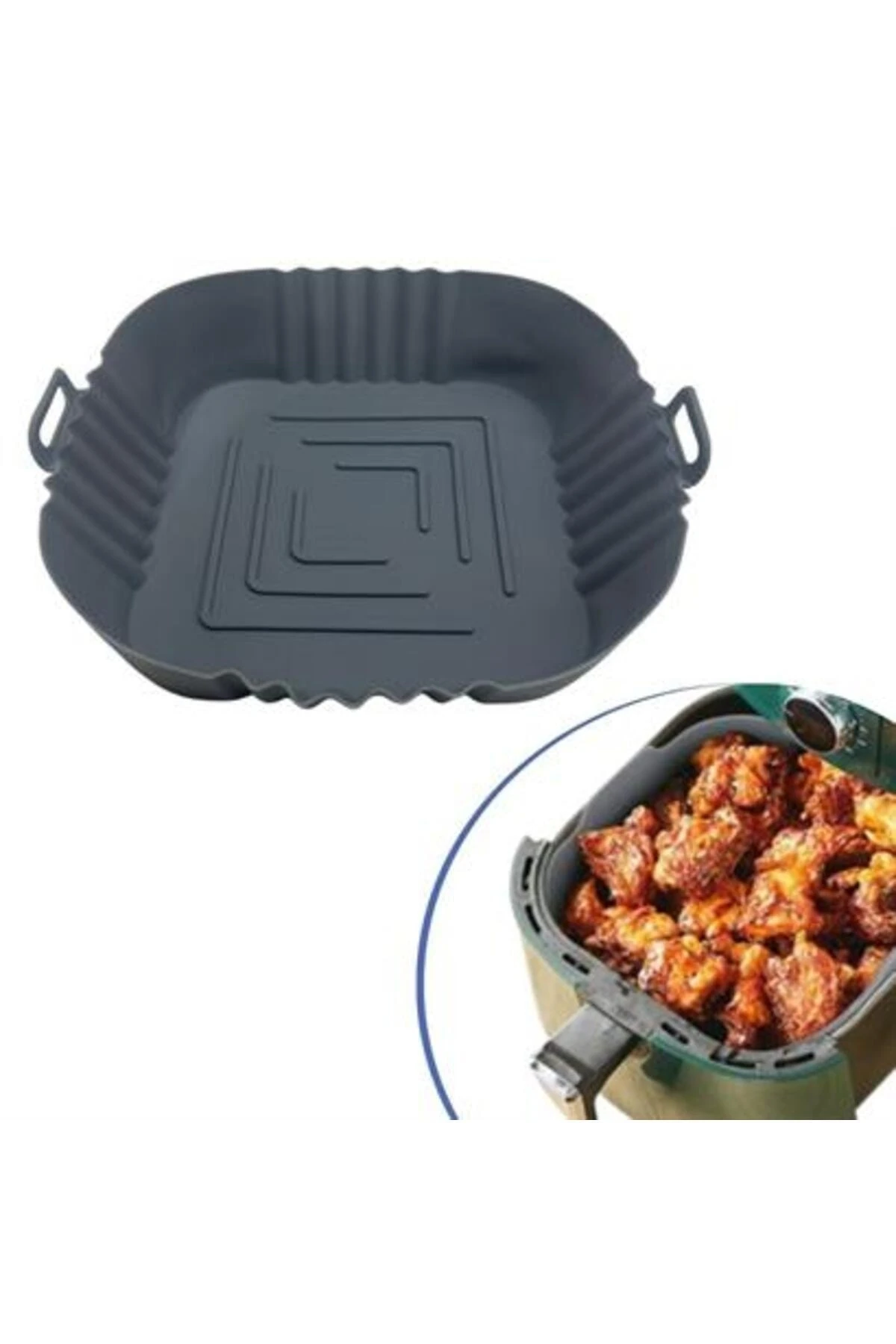 Renkli Isıya Dayanıklı Yıkanılabilir Silikon Fırın Airfryer Kare Model Pişirme Matı 20 cm