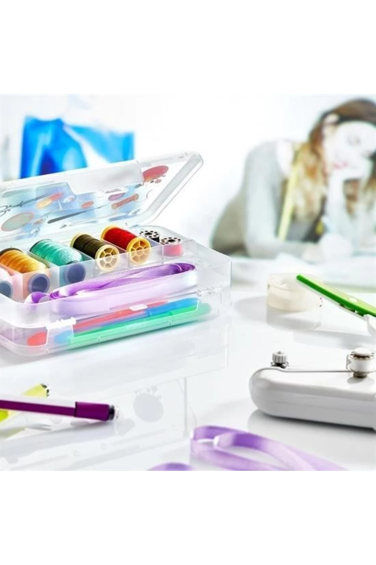 ® Çift Taraflı Bölmeli Hobi Dikiş Kutusu Ardunio Malzeme Kutusu