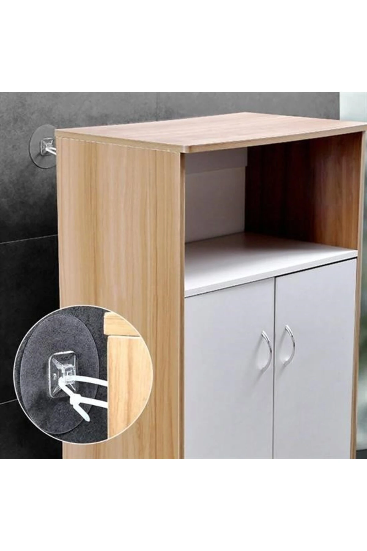 ® Yapışkanlı Eşya Sabitleyici Aparat Deprem Güvenliği Çocuk Koruma Sabitleme Aparatı 1 Çift