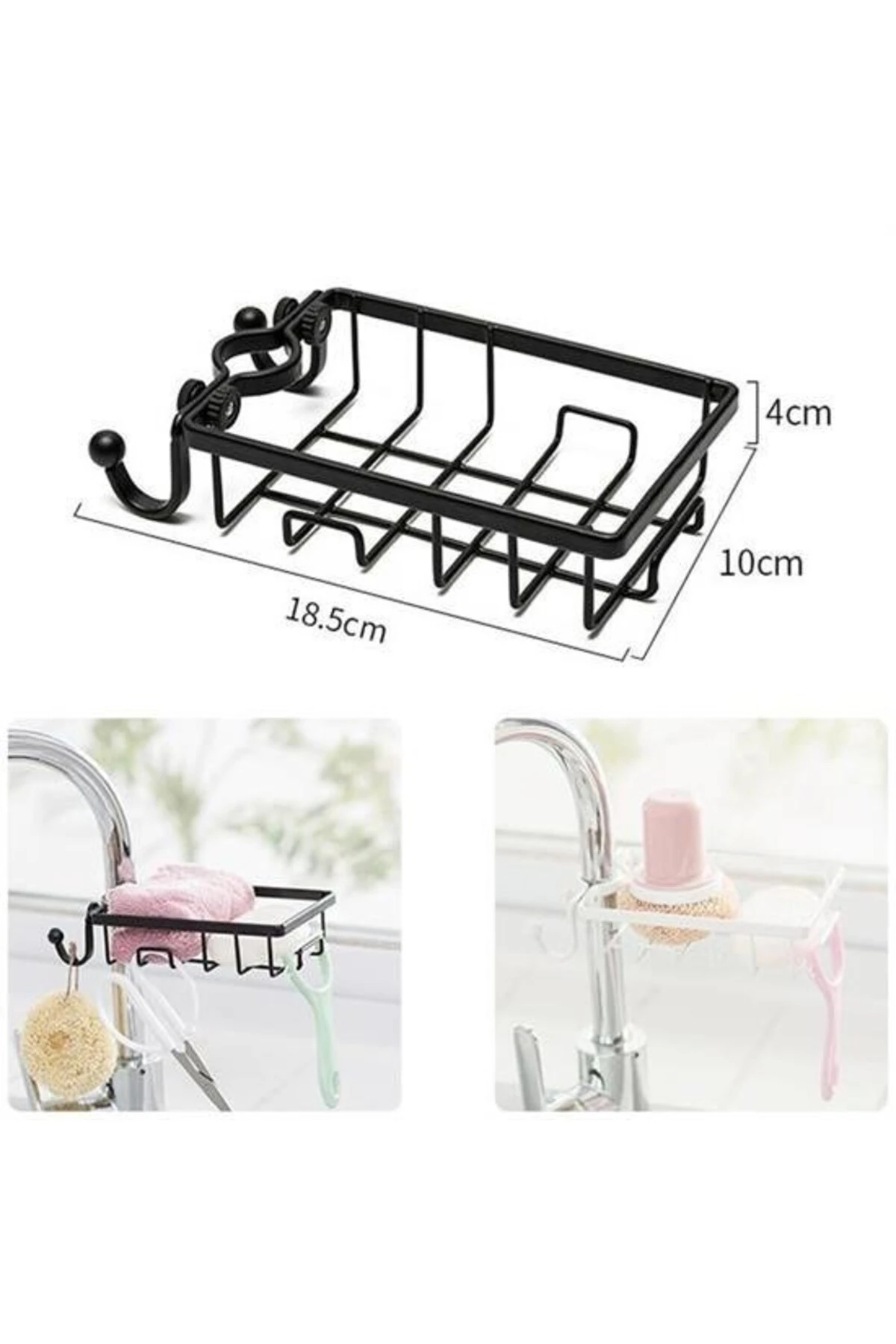 Paslanmaz Çelik Mutfak Banyo Musluğuna Sabitlenebilir Sabunluk