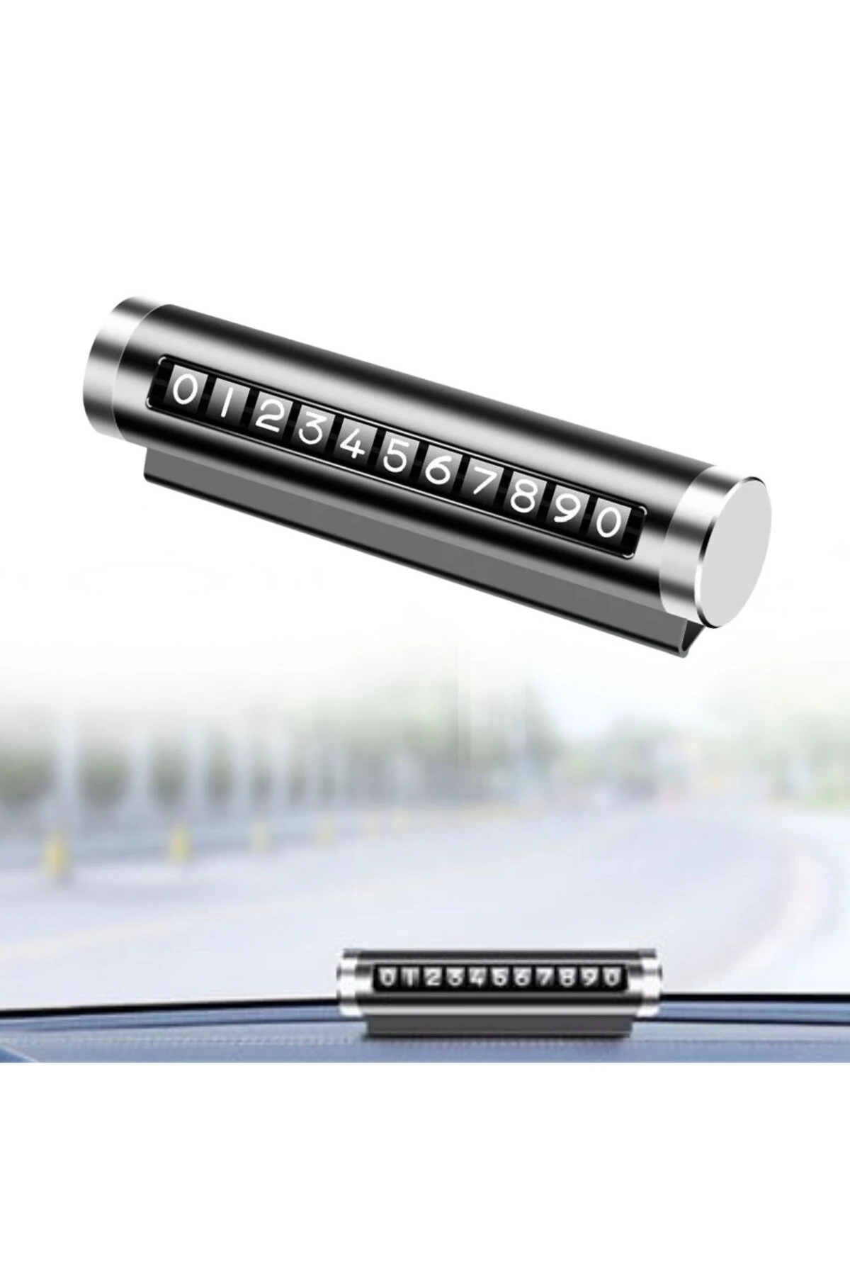 Alüminyum Kasa Siyah Renk Çevirmeli Araç Içi Telefon Numaratörü Park Oto Numaratörü