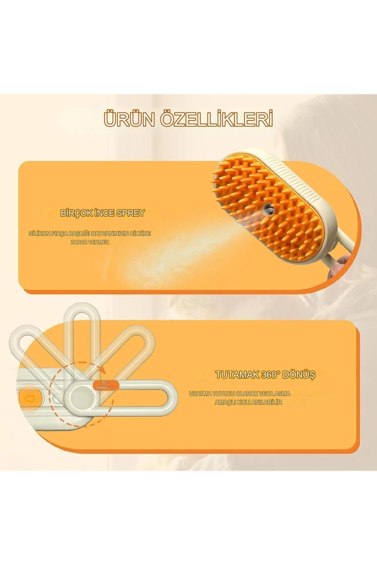 Saplı Buharlı Kedi Tarağı, Buharlı Kedi & Köpek Yıkama Fırçası Tarağı Yumuşak Silikonlu