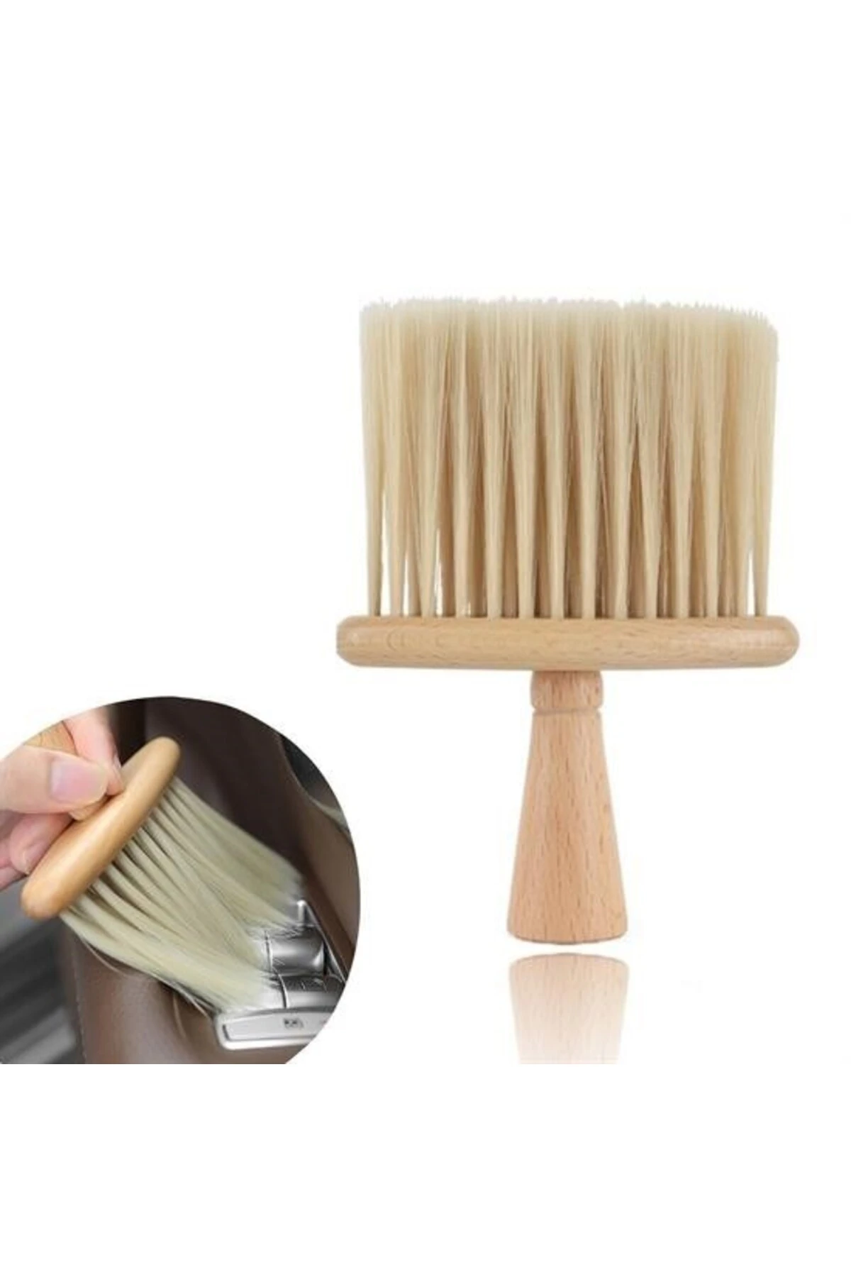 ® Araba İçin Ahşap Saplı Yumuşak Kıl Fırça Detaylı Toz Alma Temizleme Fırçası