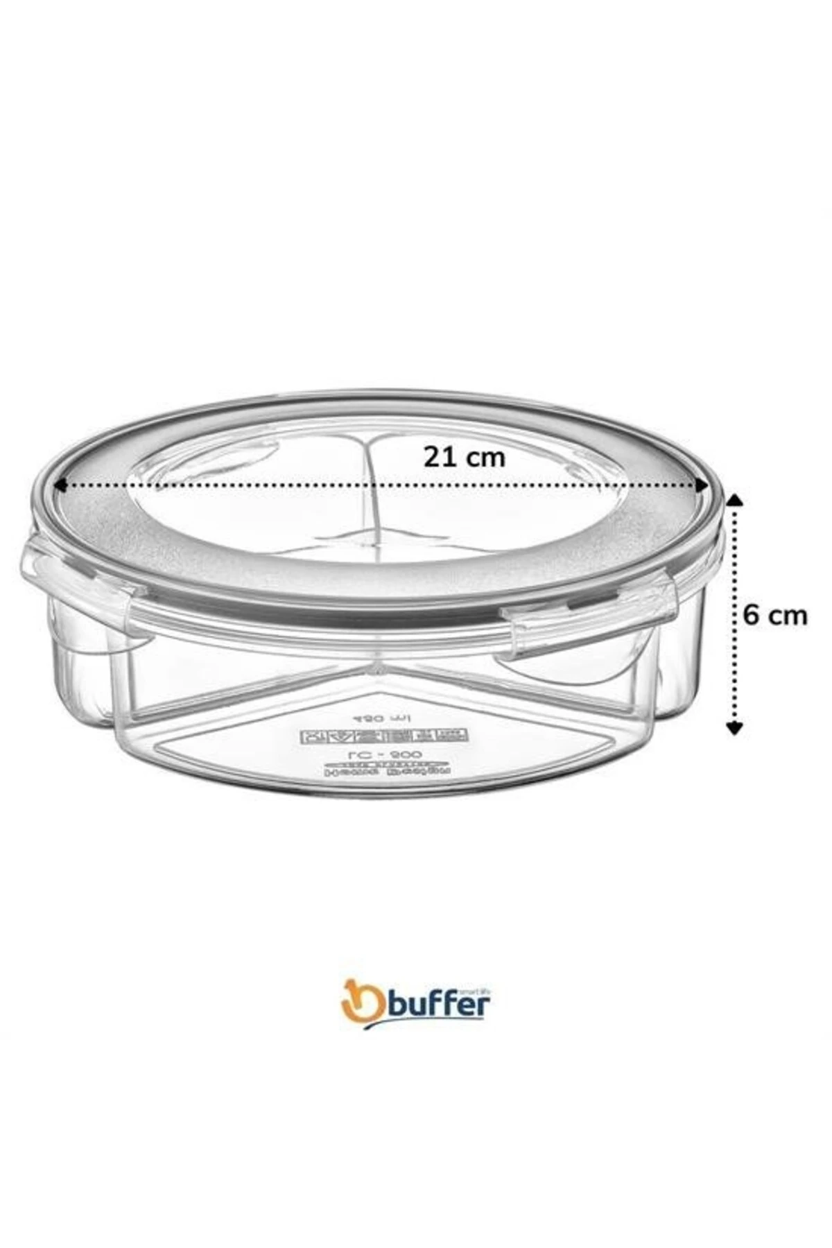 ® 3 Bölmeli Sızdırmaz Contalı Kilitli Kapaklı 1,35 Litre yuvarlak Erzak Saklama Kabı LC-500