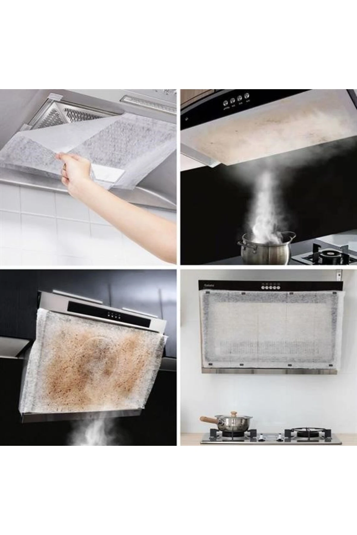 ® 2li Yağ Emici Duman Önleyici Pratik Mutfak Davlumbaz Koruyucu Dayanıklı Yedek Filtre 45x90cm