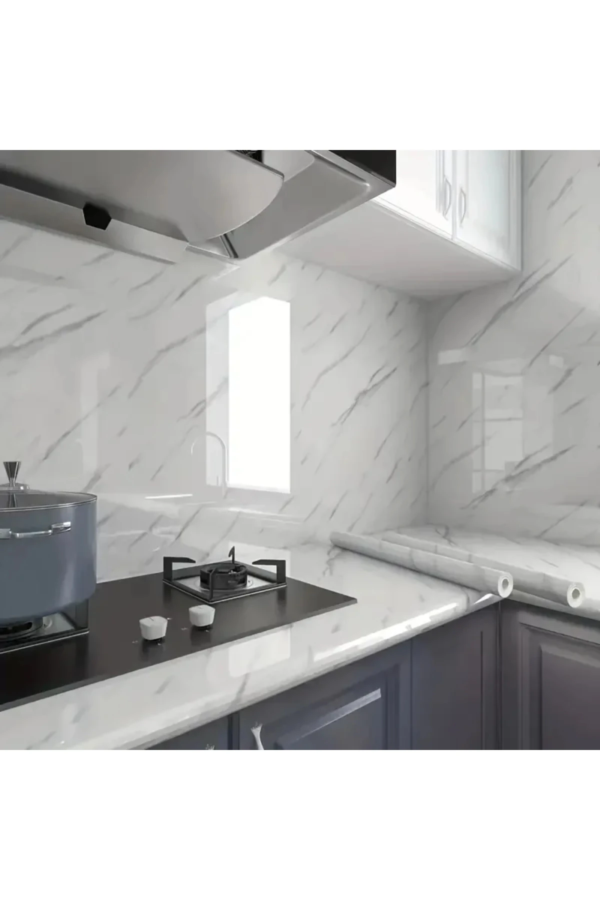 Mermer Desenli Sticker Folyo Beyaz 60cm*5mt