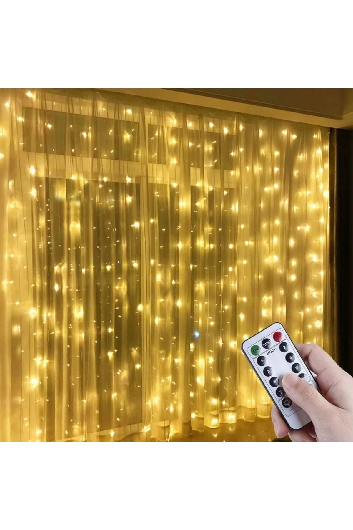 Uzaktan Kumandalı LED Perdeye Takılabilen Kancalı Işık Usb 3x3 Metre Peri Perde LED