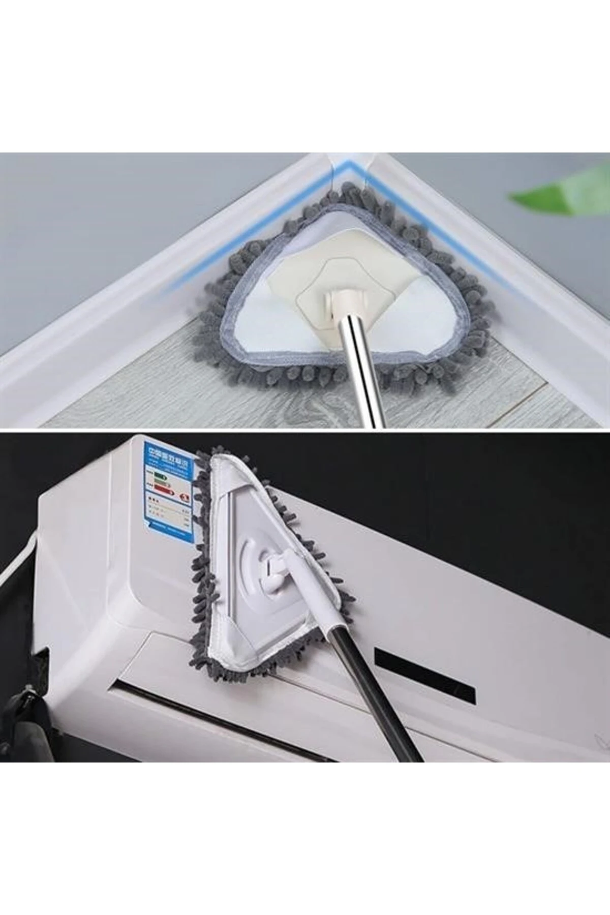 ® Teleskopik Saplı 150 cm Üçgen Mop Cam Duvar Tavan Fayans Parke Temizleyici Mop