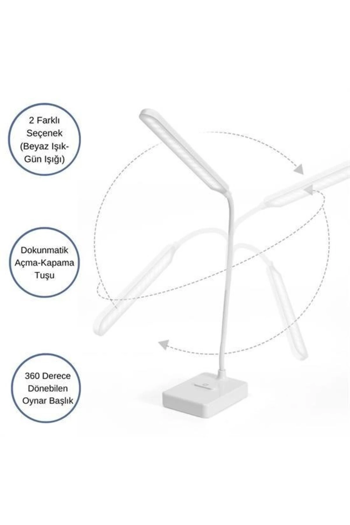 ® İnce Uzun USBli Dokunmatik 3 Kademeli 360 Derece Özel Göz Korumalı led Lityum Masa Lambası